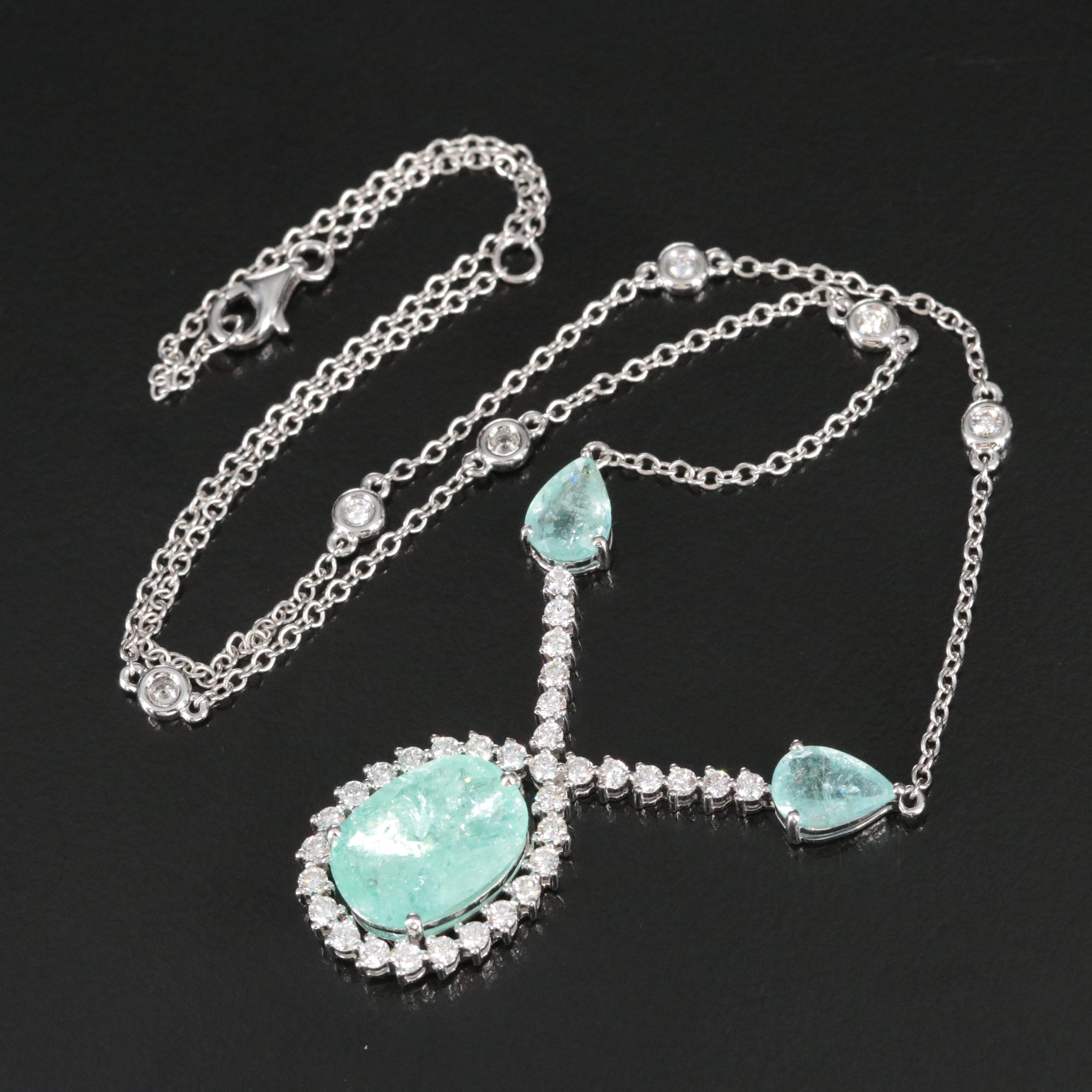 14K Tourmaline and 1.13 CTW Diamond Necklace