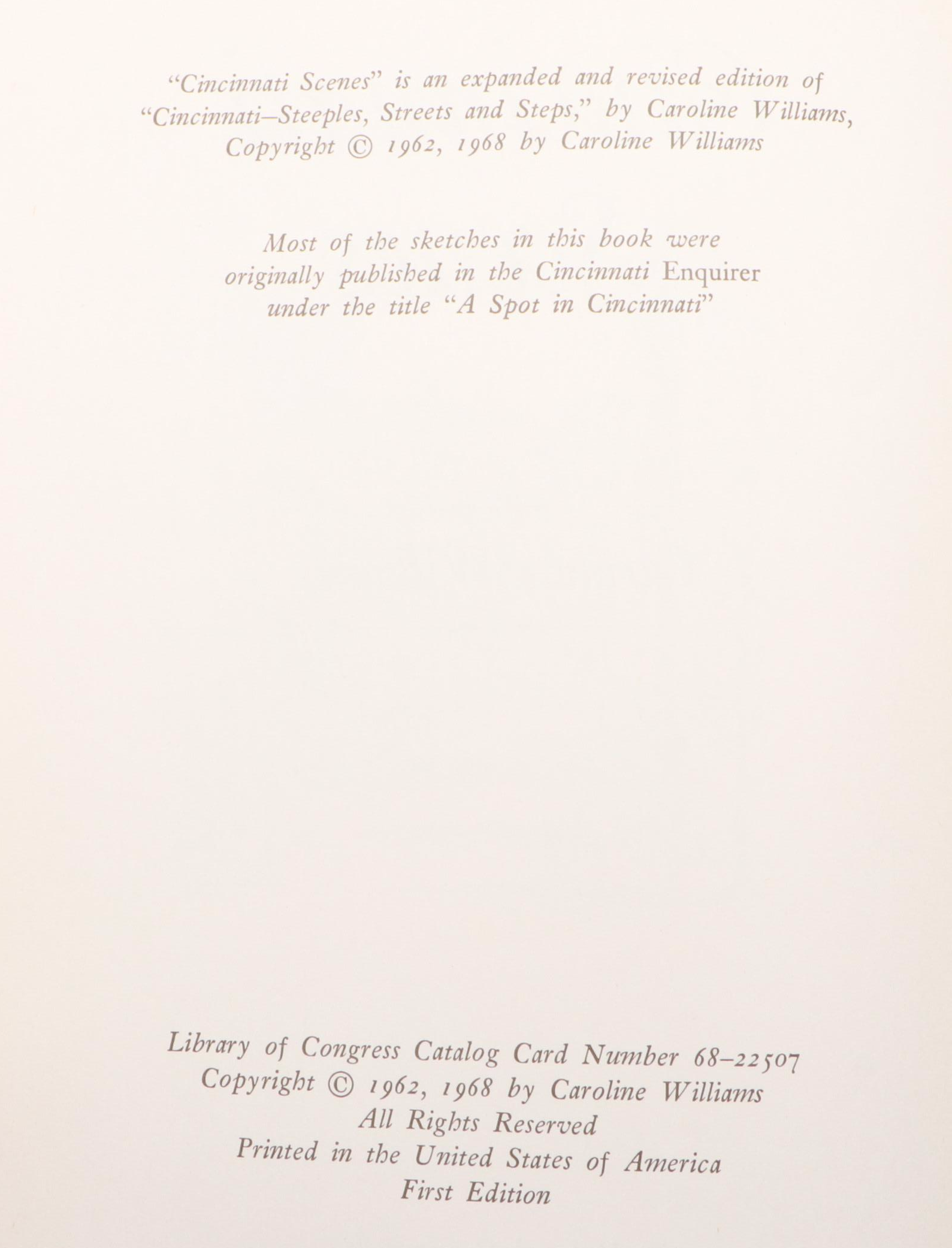 Signed First Edition "Cincinnati Scenes" by Caroline Williams and More