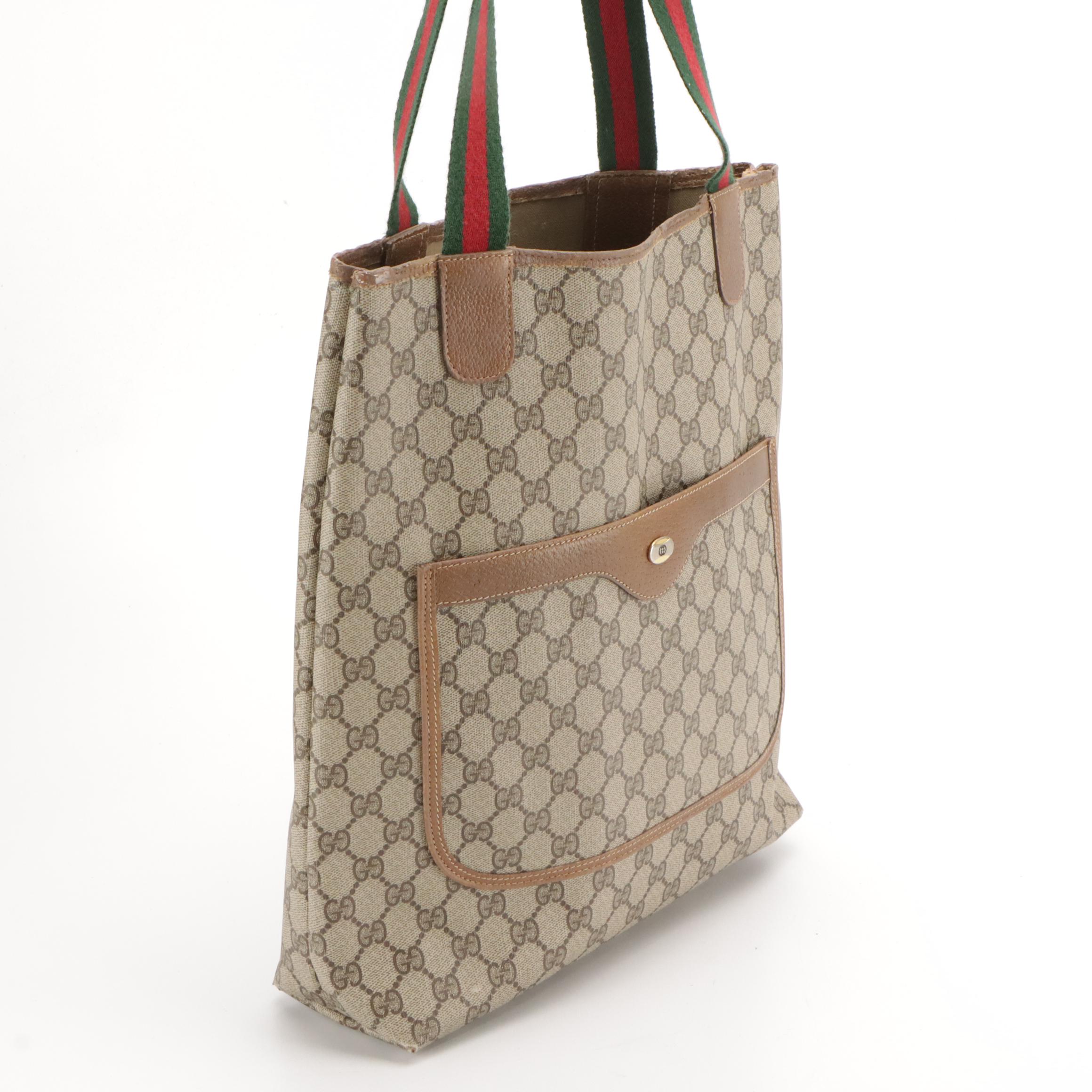 Gucci Accessory Collection Supreme Canvas, Leather, and Web Strap Shoulder Bag