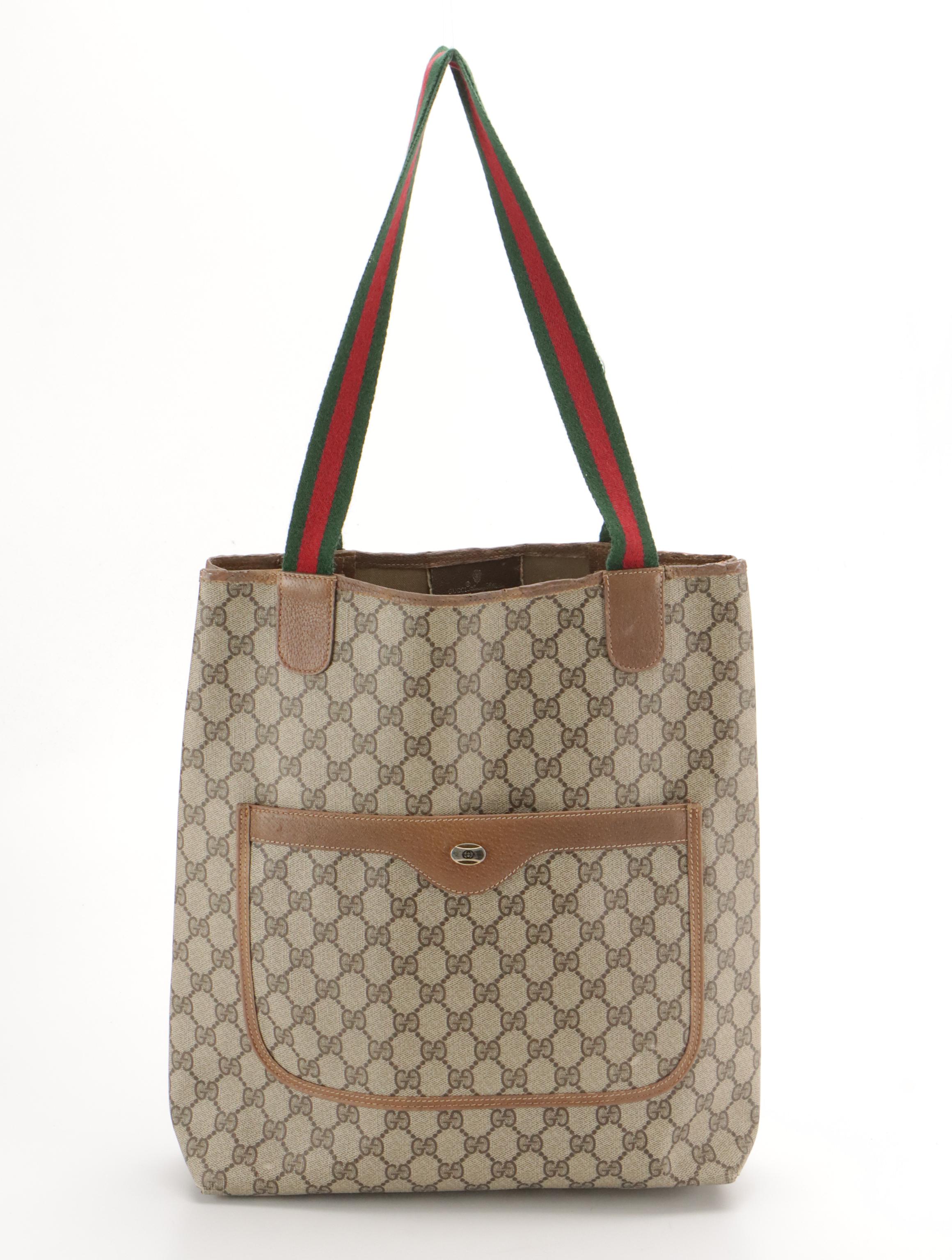 Gucci Accessory Collection Supreme Canvas, Leather, and Web Strap Shoulder Bag