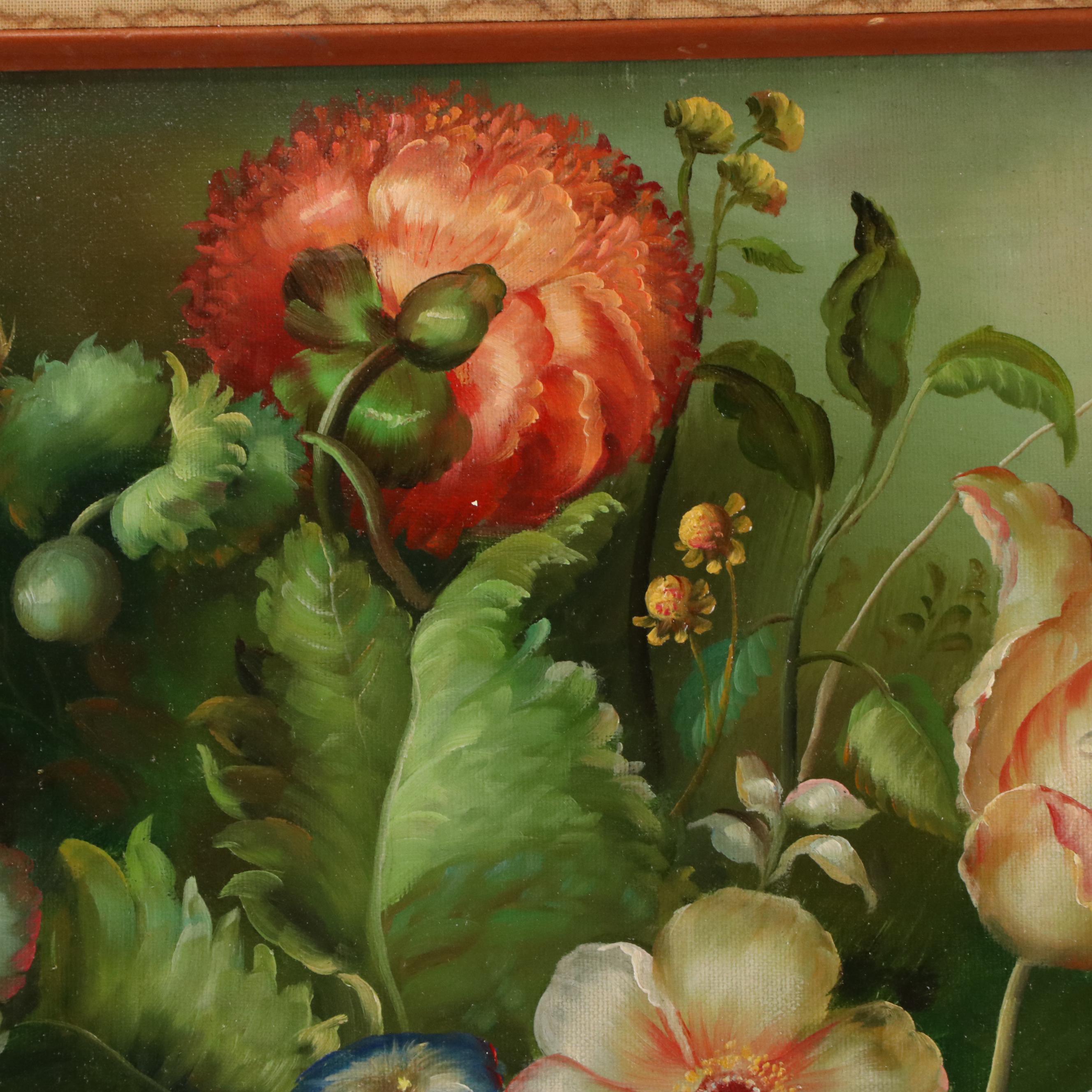 Dutch Style Floral Still Life Oil Painting, 20th Century