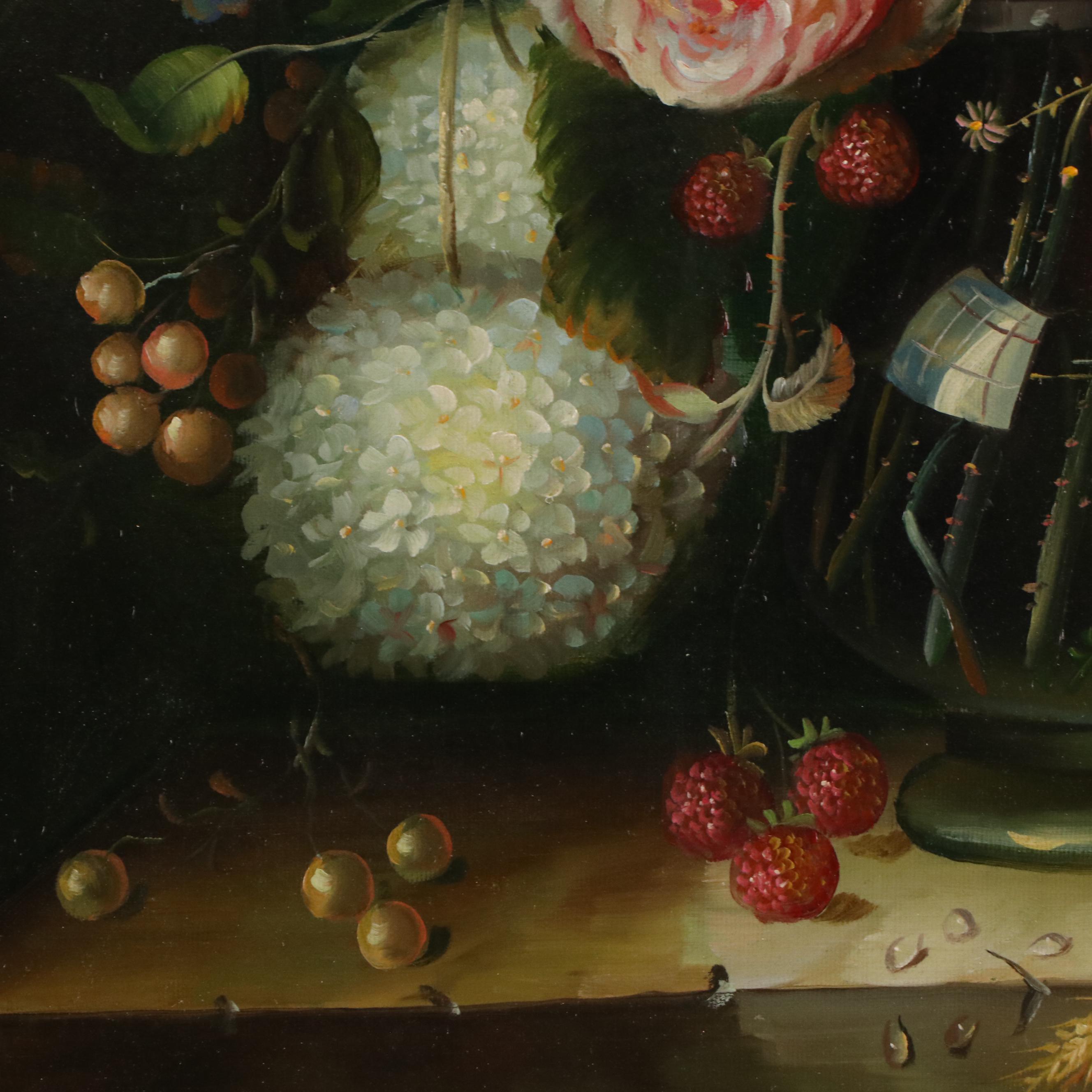 Dutch Style Floral Still Life Oil Painting, 20th Century