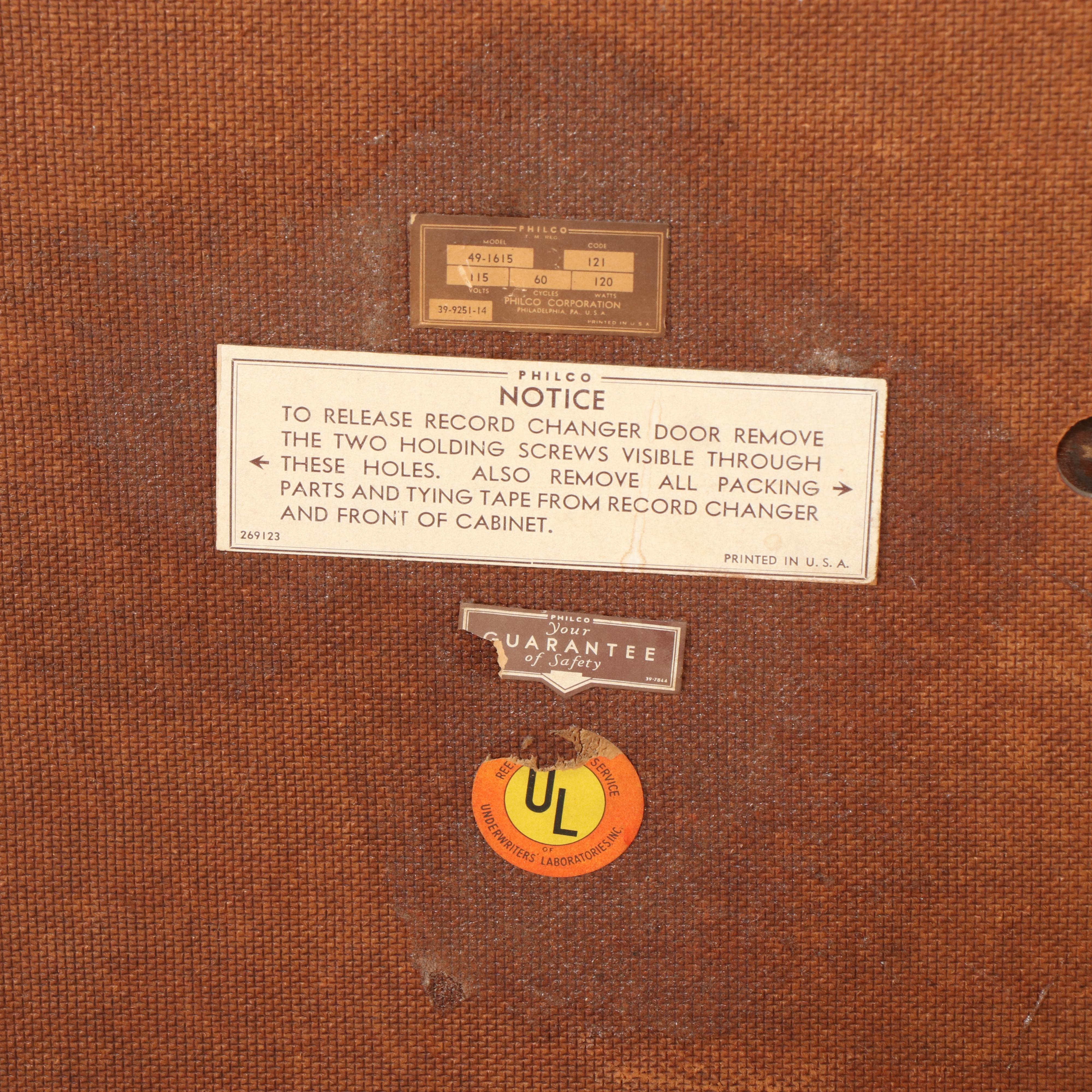 Philco Vintage Cabinet Entertainment Center, Mid-20th Century