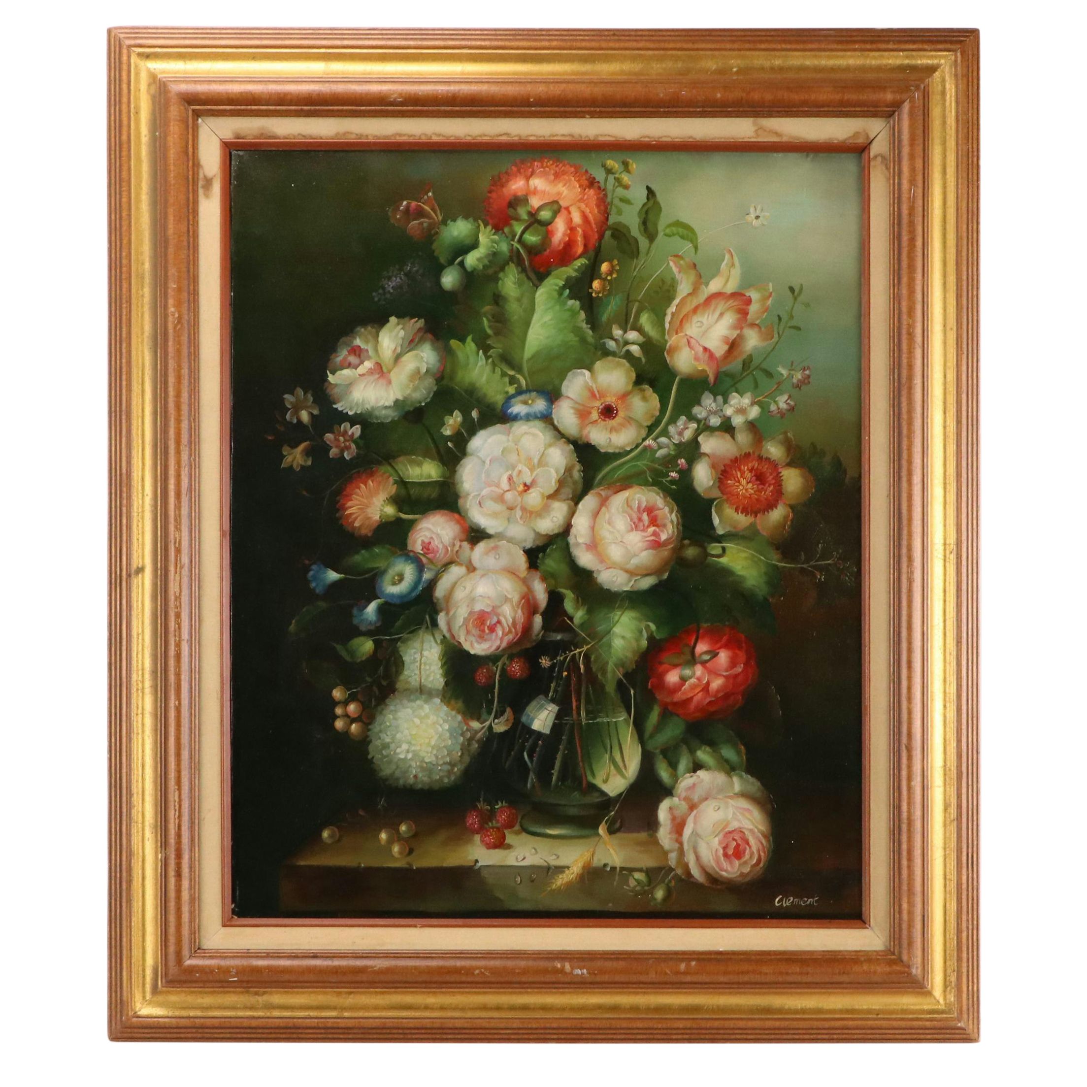 Dutch Style Floral Still Life Oil Painting, 20th Century