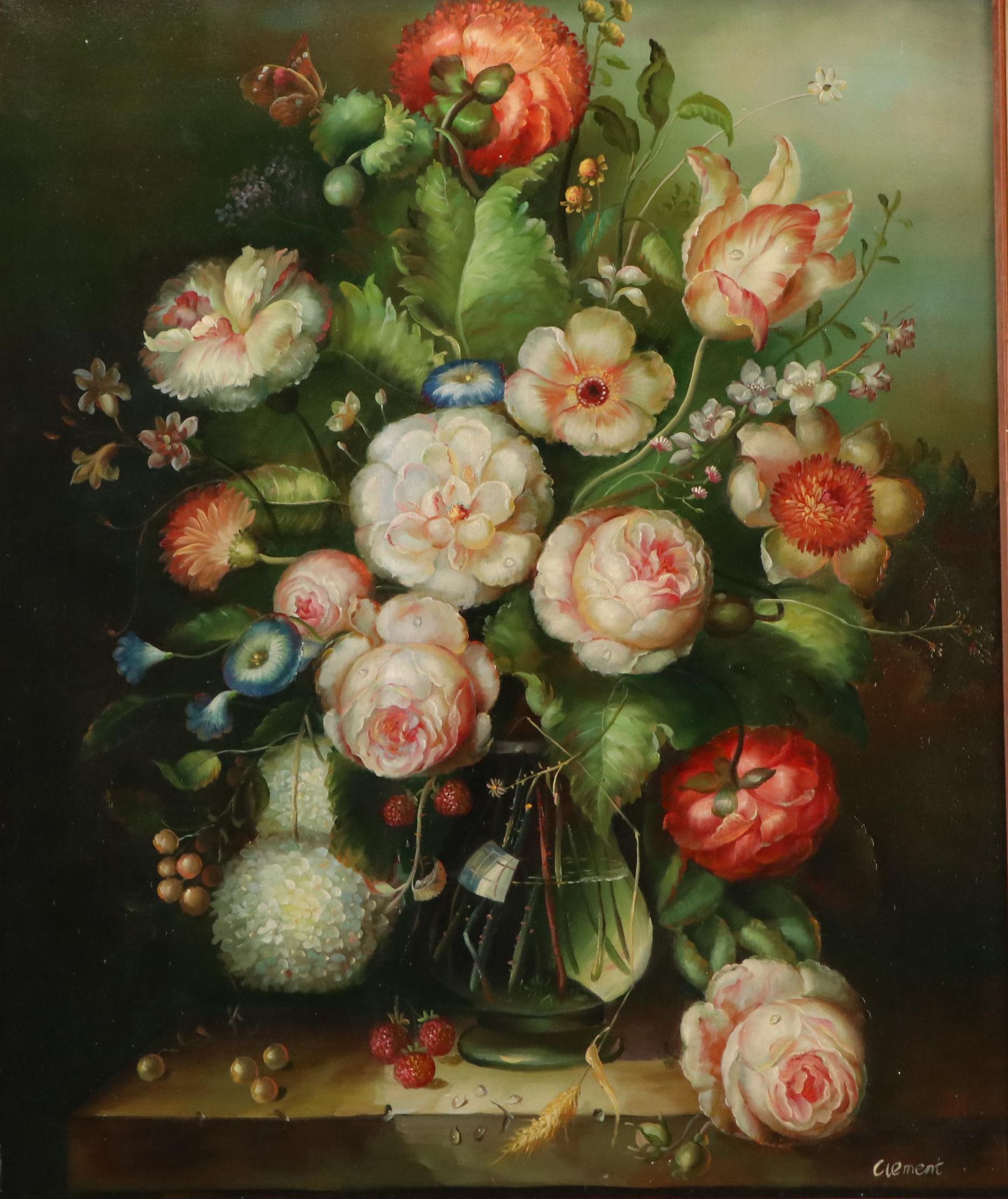 Dutch Style Floral Still Life Oil Painting, 20th Century