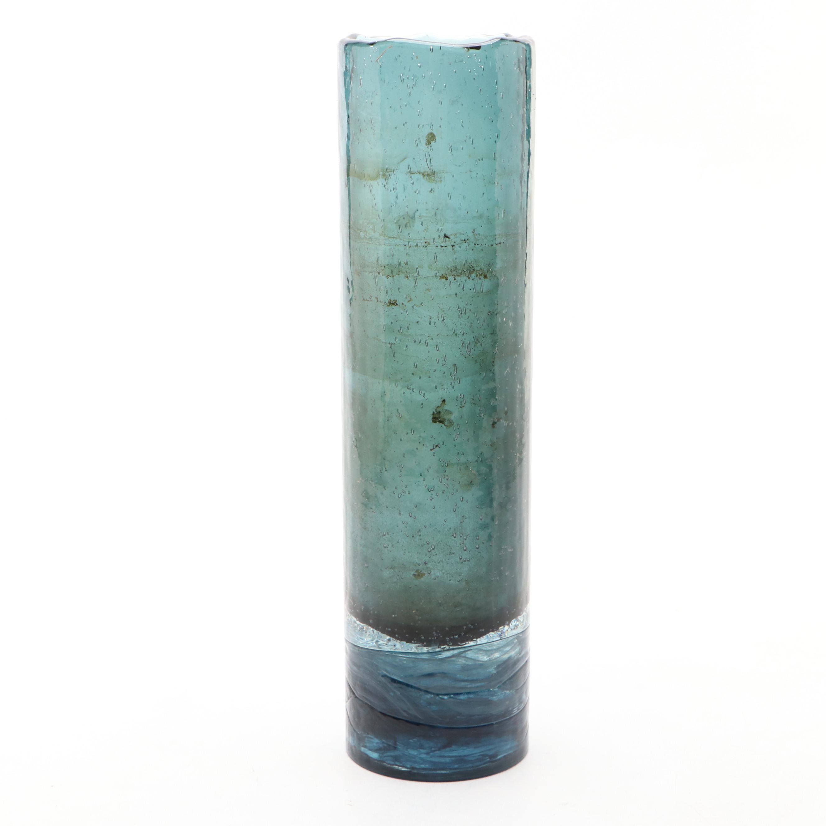 Murano Style Glass Chianti Pitcher with Applied Handle, Art Glass Bud Vase