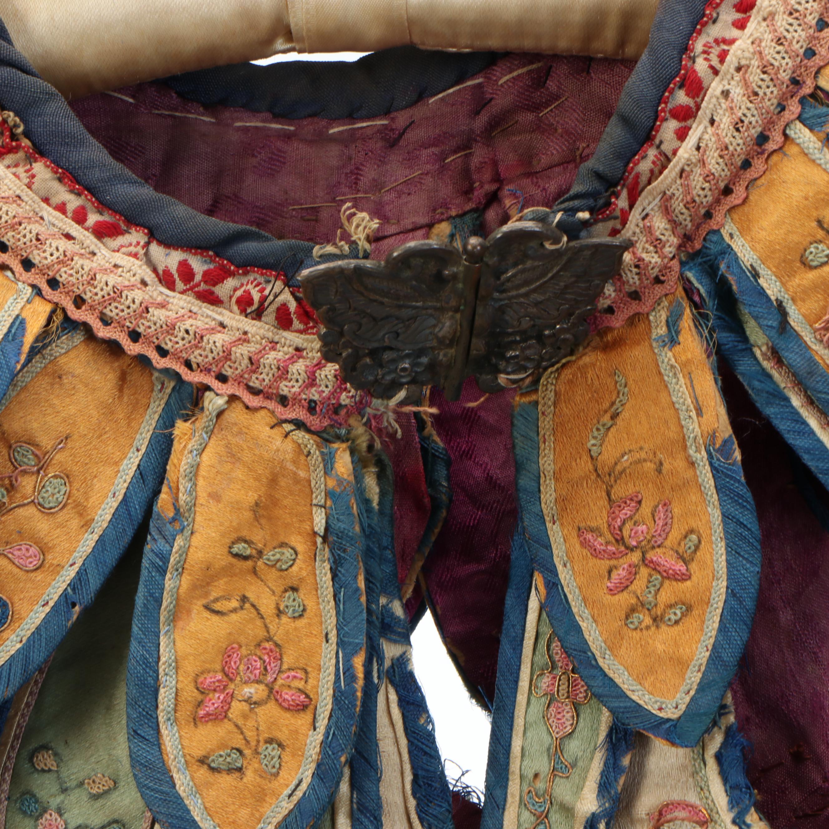 Child's Antique Chinese Handmade and Embroidered Collar Textiles