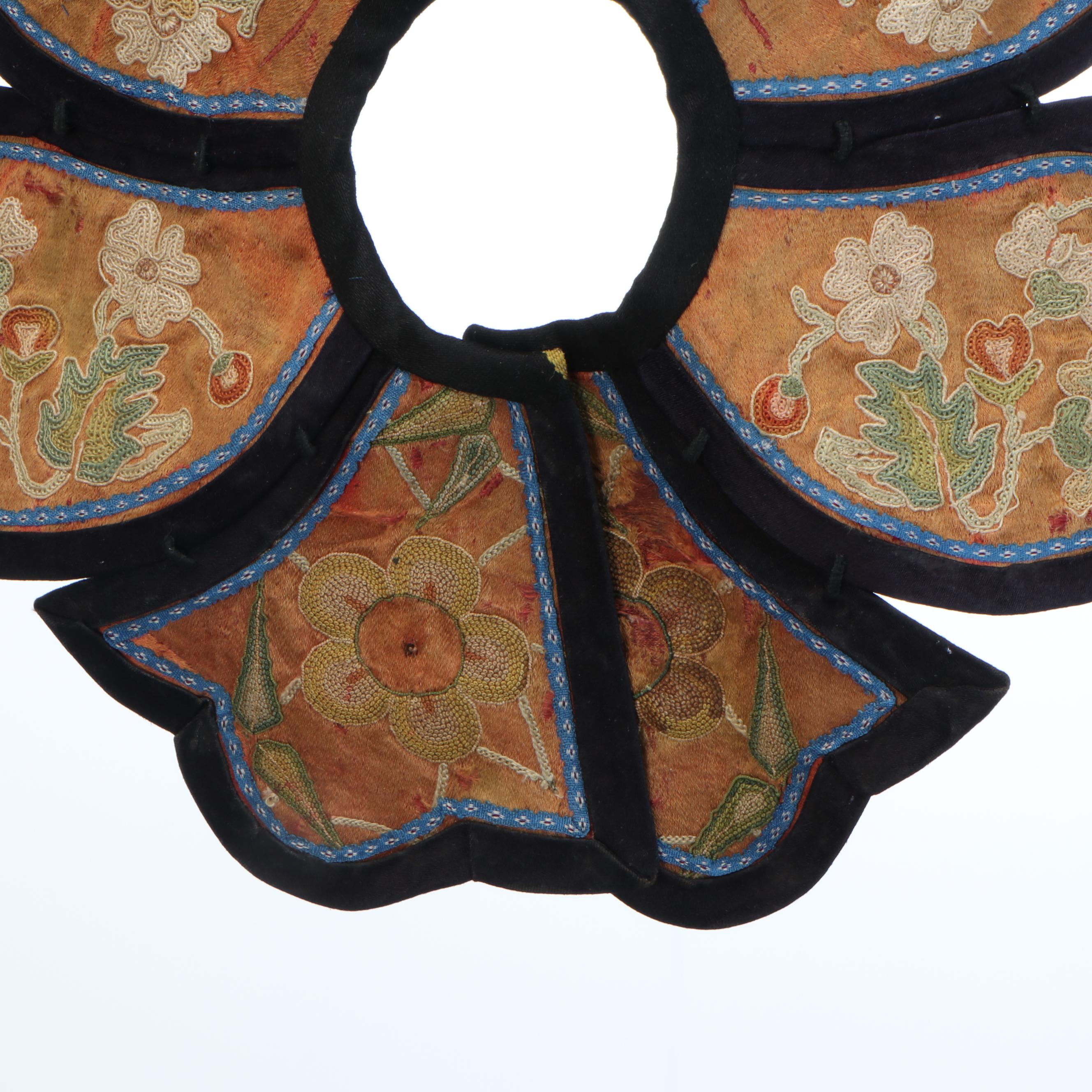 Child's Antique Chinese Handmade and Embroidered Collar Textiles