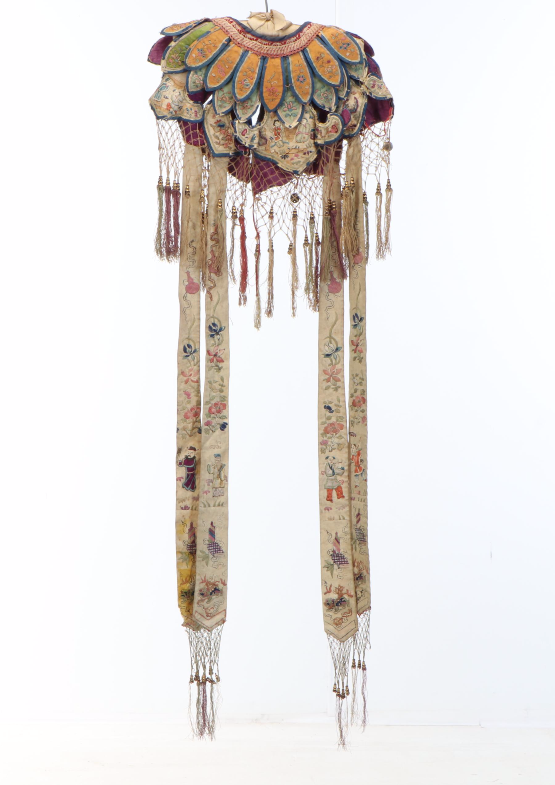 Child's Antique Chinese Handmade and Embroidered Collar Textiles