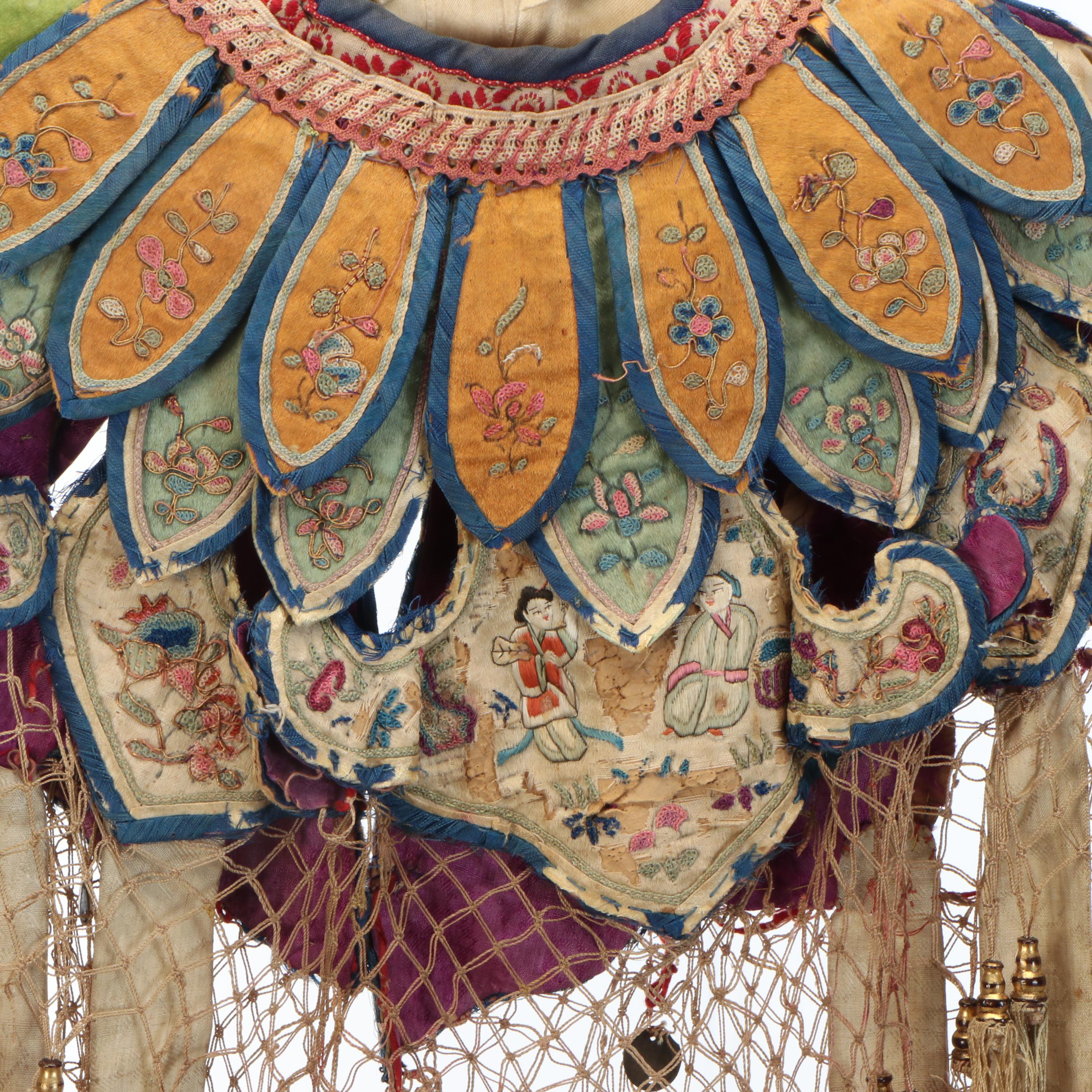 Child's Antique Chinese Handmade and Embroidered Collar Textiles