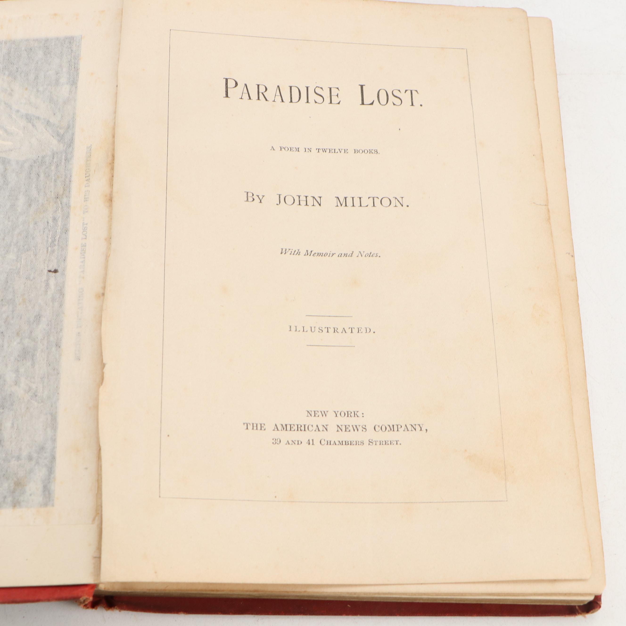 Illustrated "Paradise Lost" by John Milton and More, Late 19th/Early 20th C.