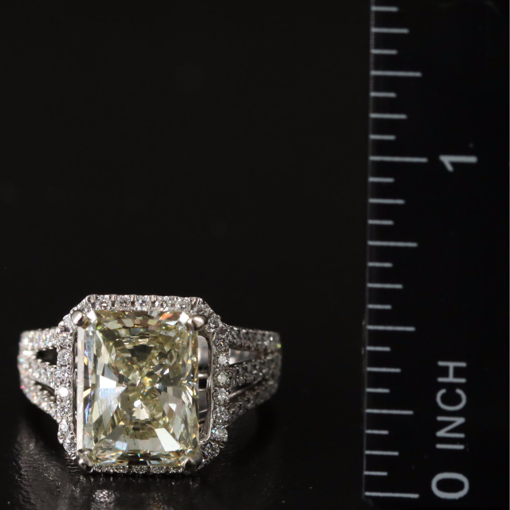 18K 6.92 CTW Diamond Ring with Lab Grown Fancy Yellow Center