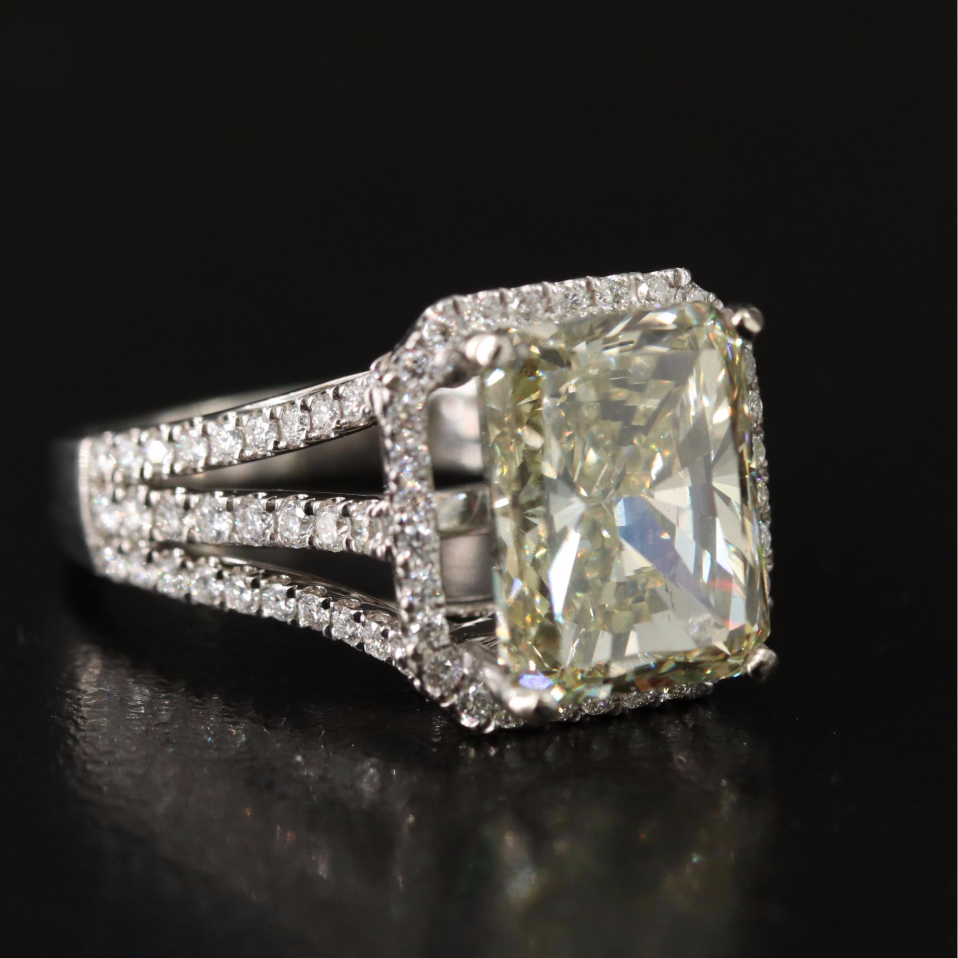 18K 6.92 CTW Diamond Ring with Lab Grown Fancy Yellow Center