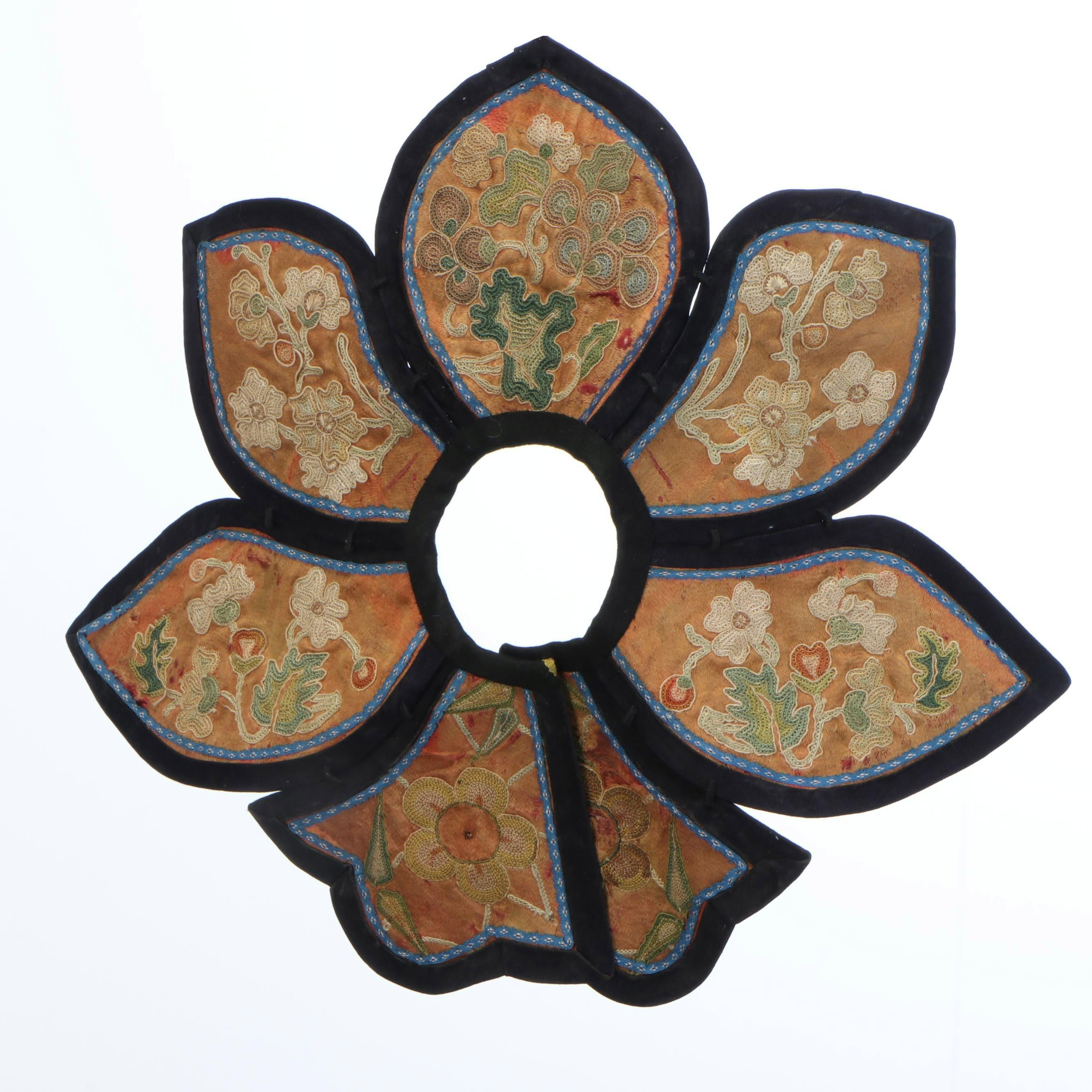 Child's Antique Chinese Handmade and Embroidered Collar Textiles