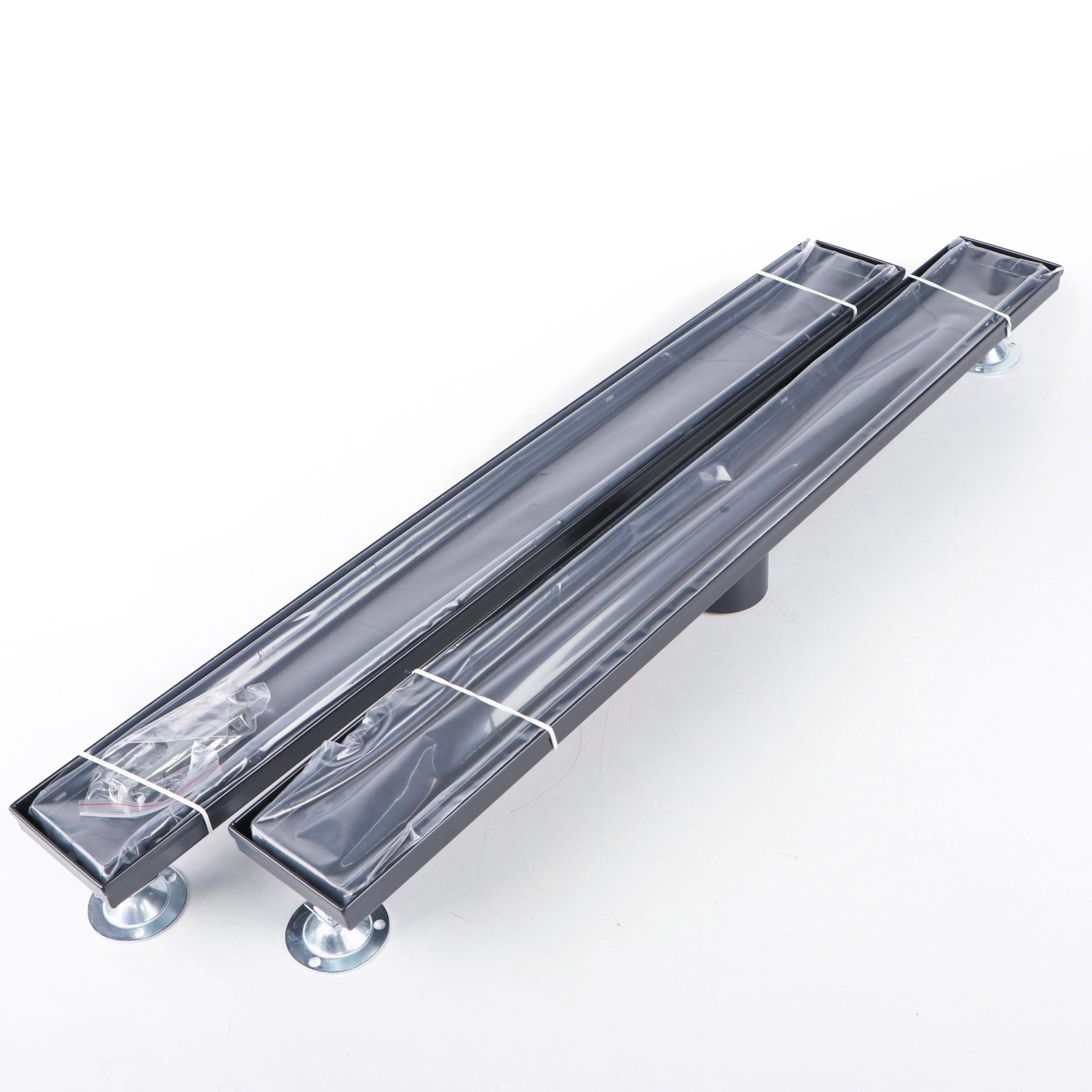 Matte Black 28" Linear Tile-In Shower Drains, Pair