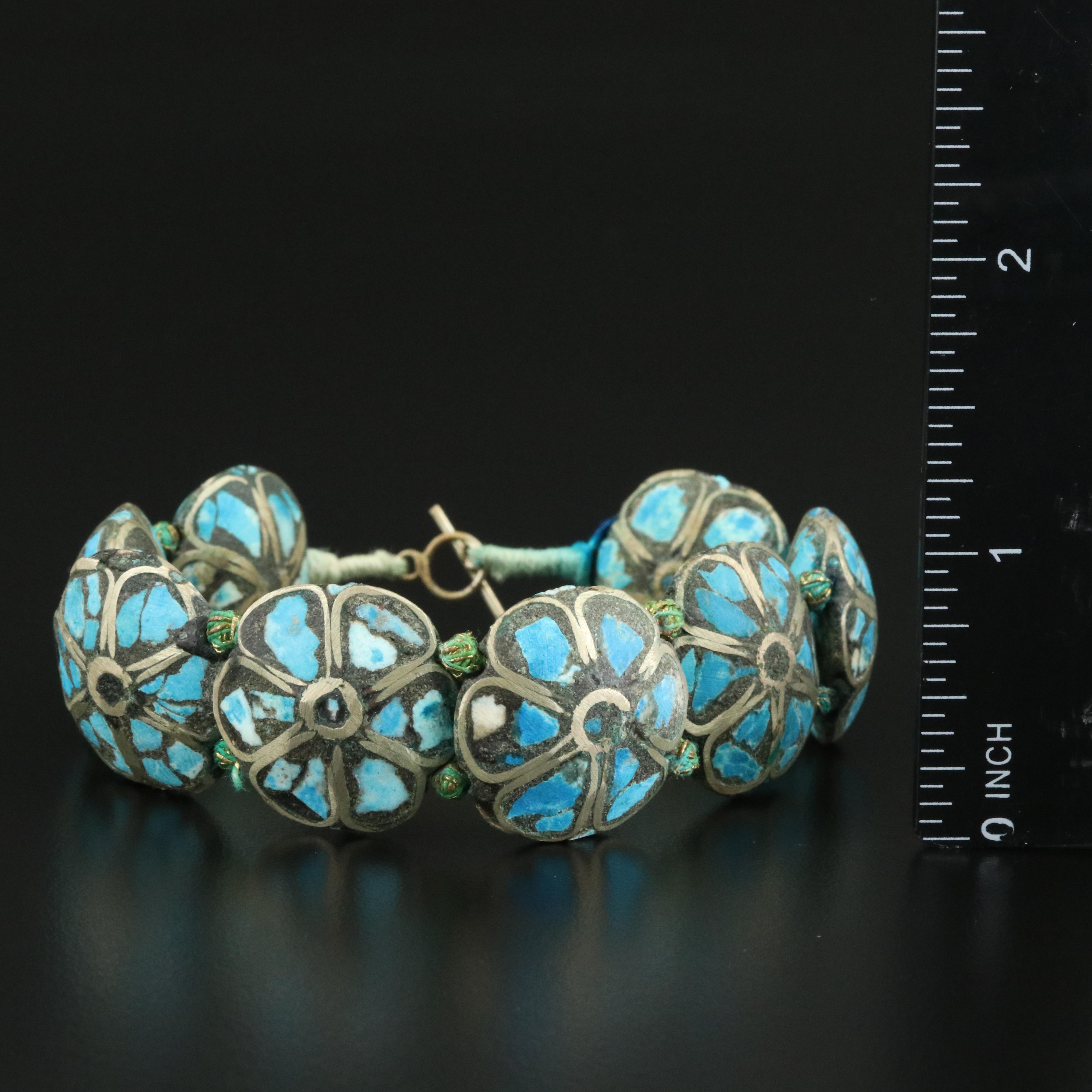 Inlay Flower Link Bracelet