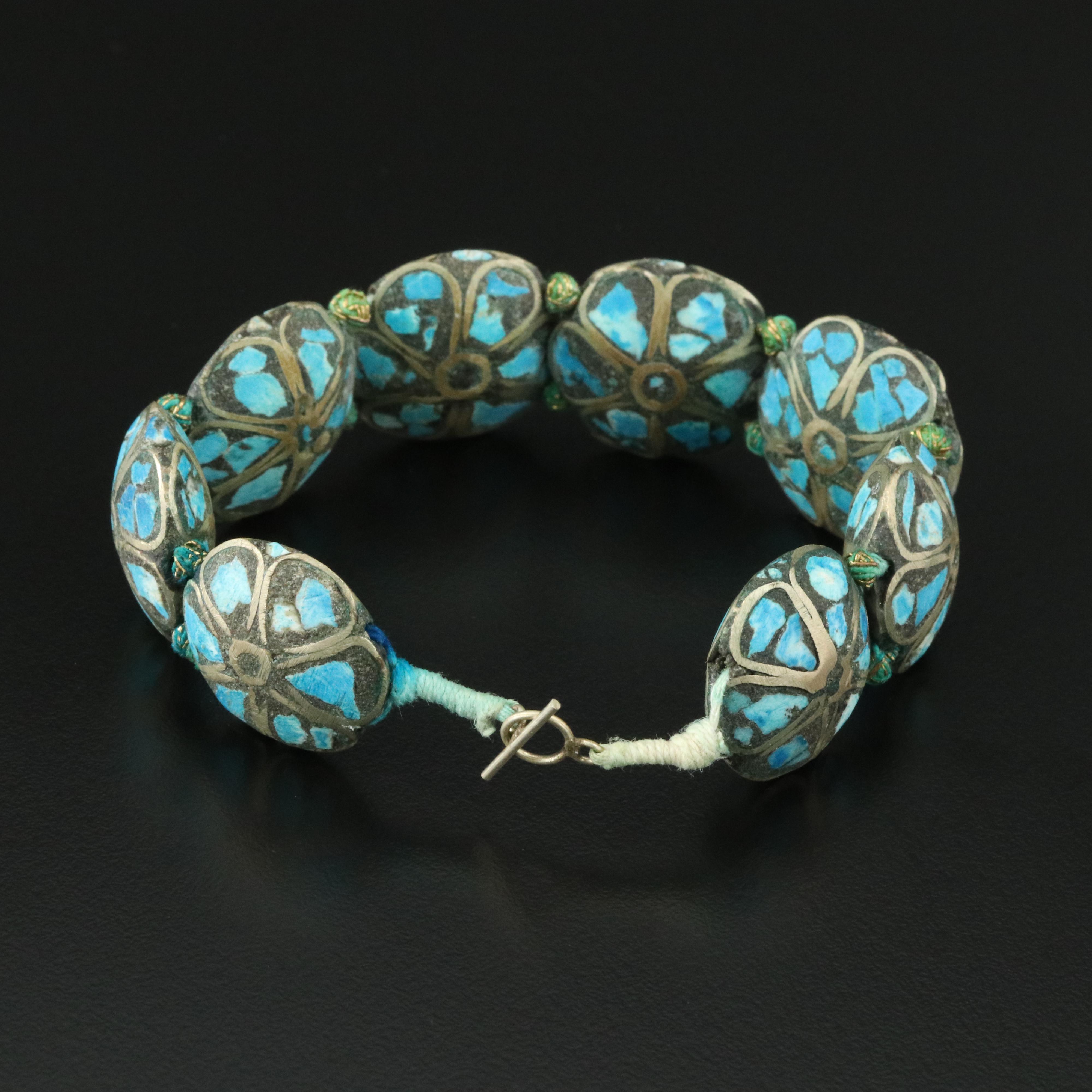 Inlay Flower Link Bracelet