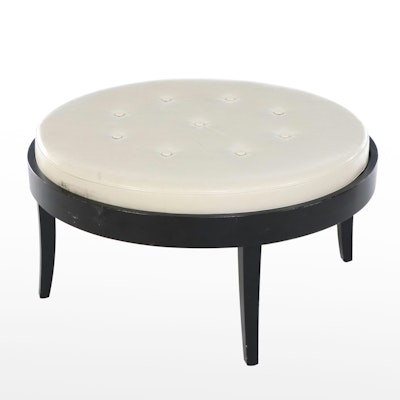 Contemporary Button-Tufted Faux Leather and Wood Coffee Table Contemporary Button-Tufted Faux Leather and Wood Coffee Table