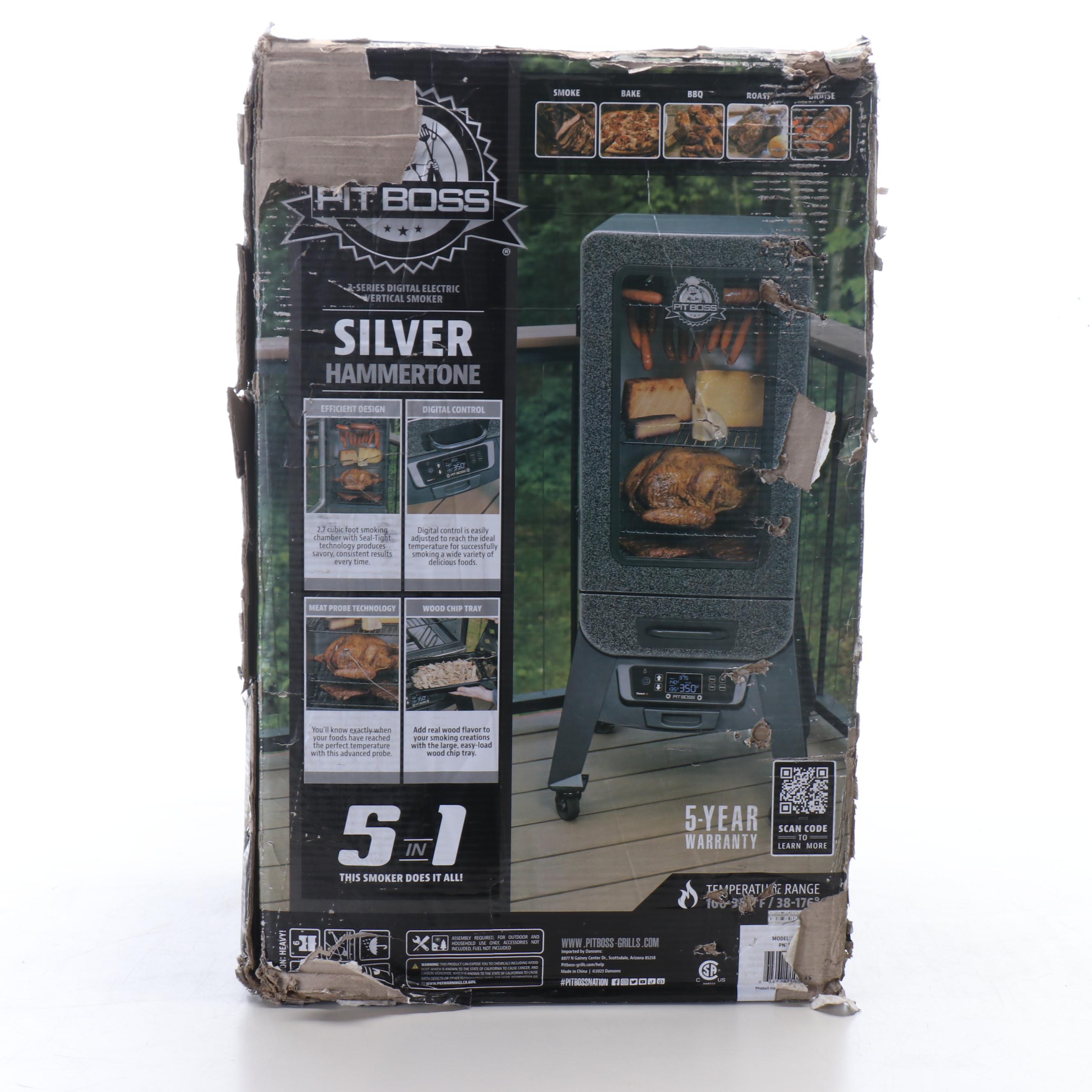 Pit Boss Silver Hammertone 3-Series Digital Electric Vertical Smoker