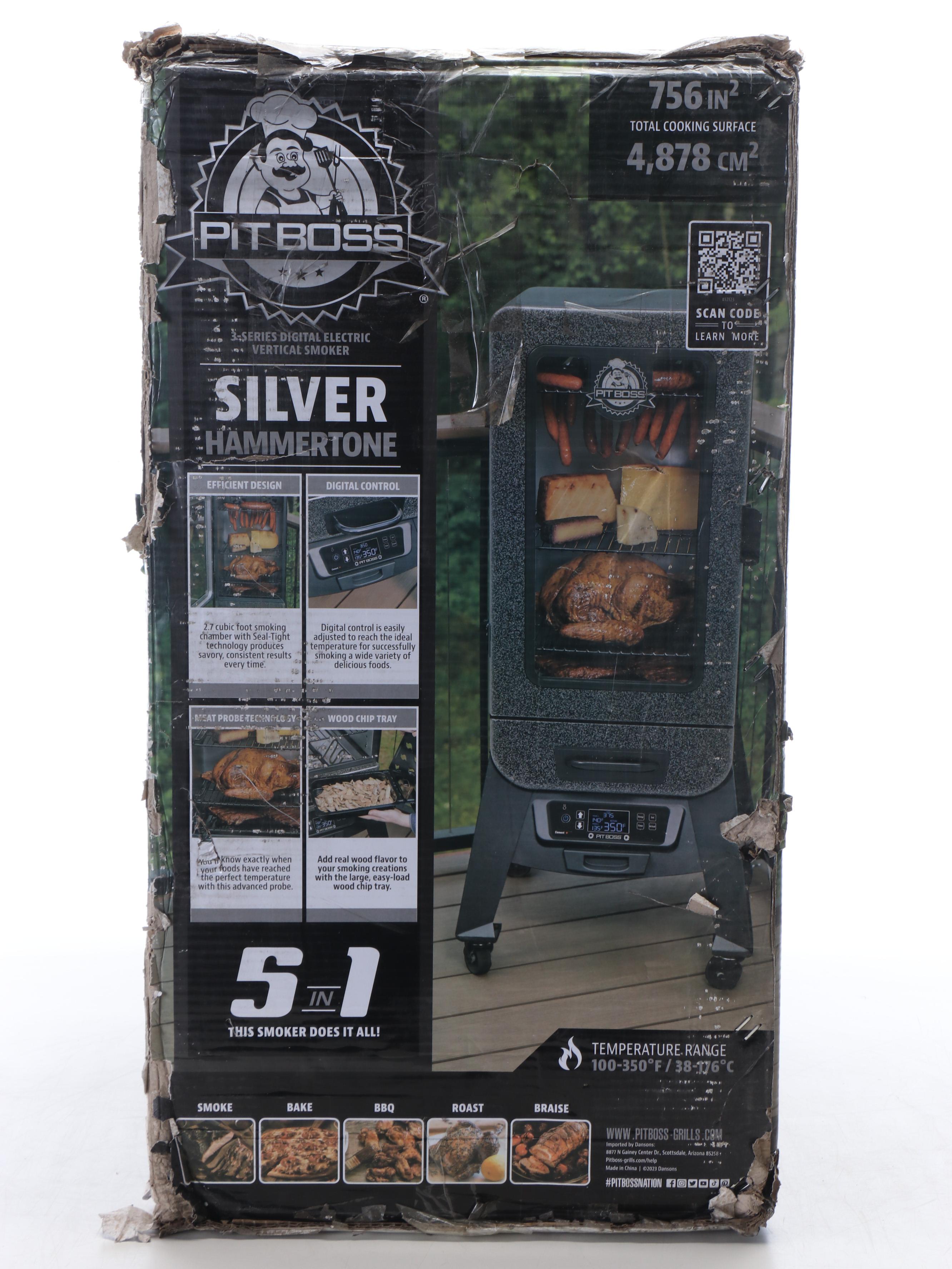 Pit Boss Silver Hammertone 3-Series Digital Electric Vertical Smoker