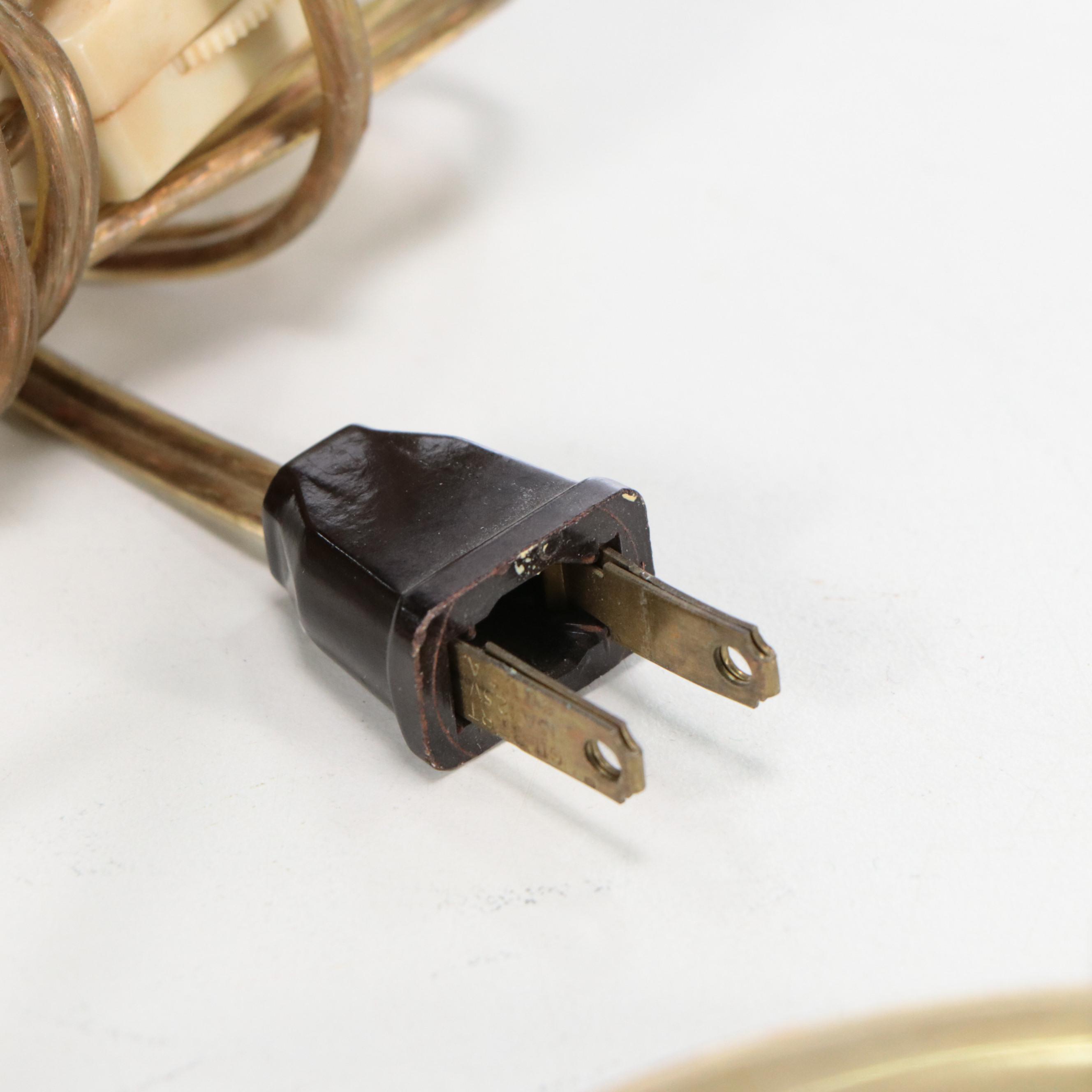 Brass Double-Arm Student Library Lamp & Green Case Glass Shades, Early 20th C