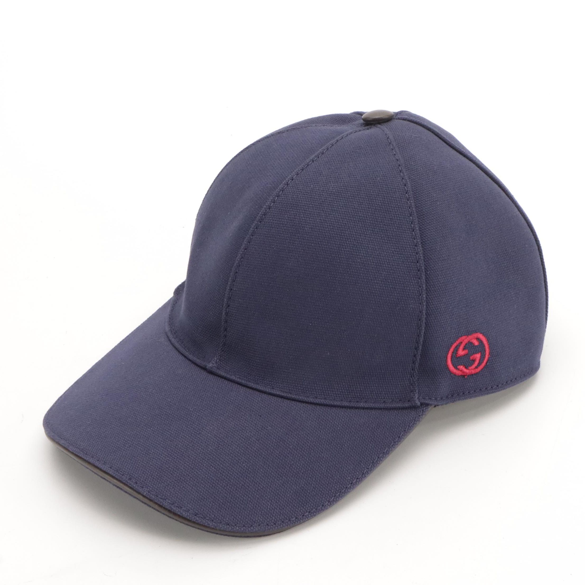 Gucci Interlocking GG Cotton Canvas Baseball Cap in Navy