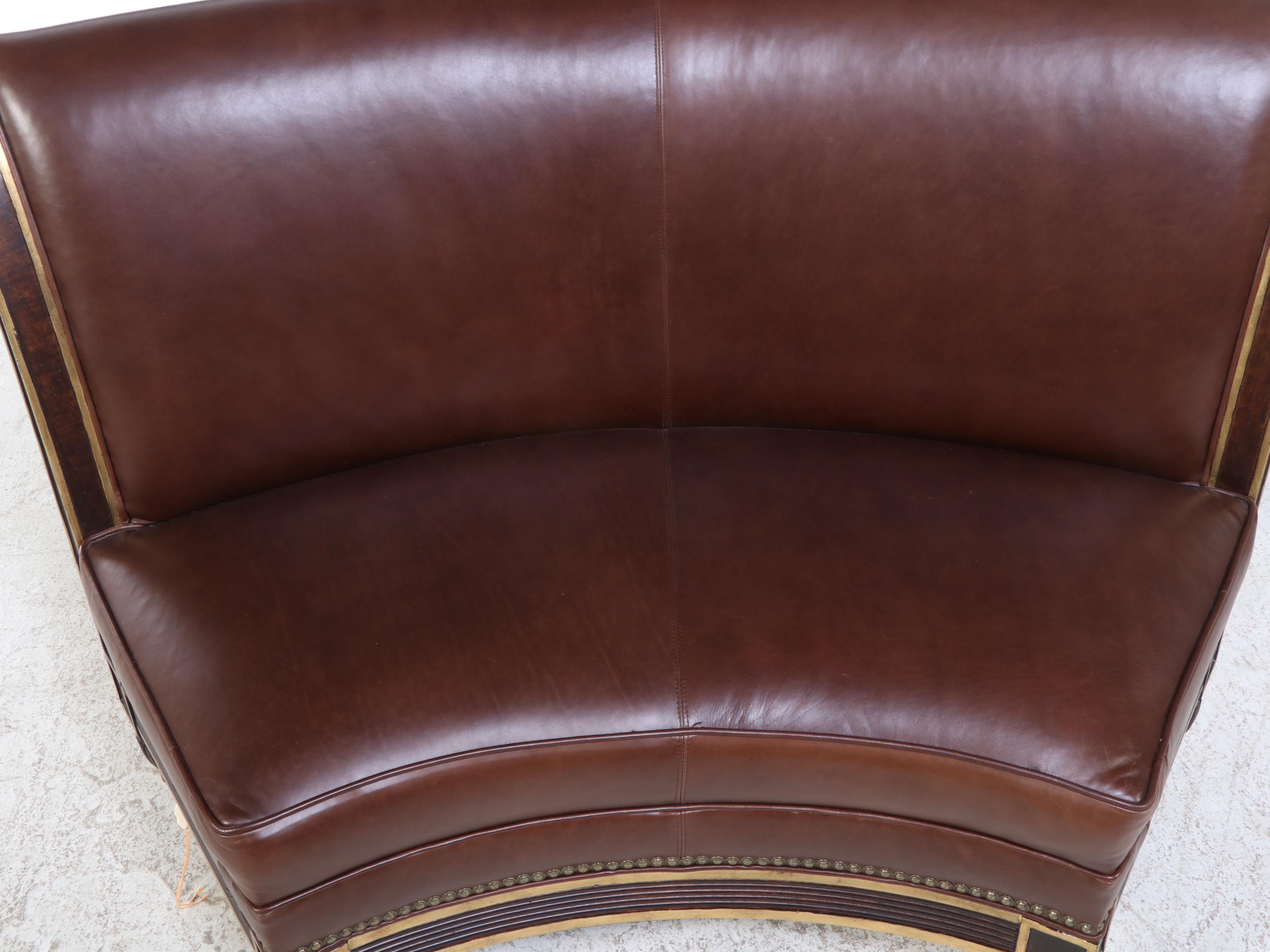 Century Furniture Leather Upholstered Curved Loveseat and Three Side Chairs