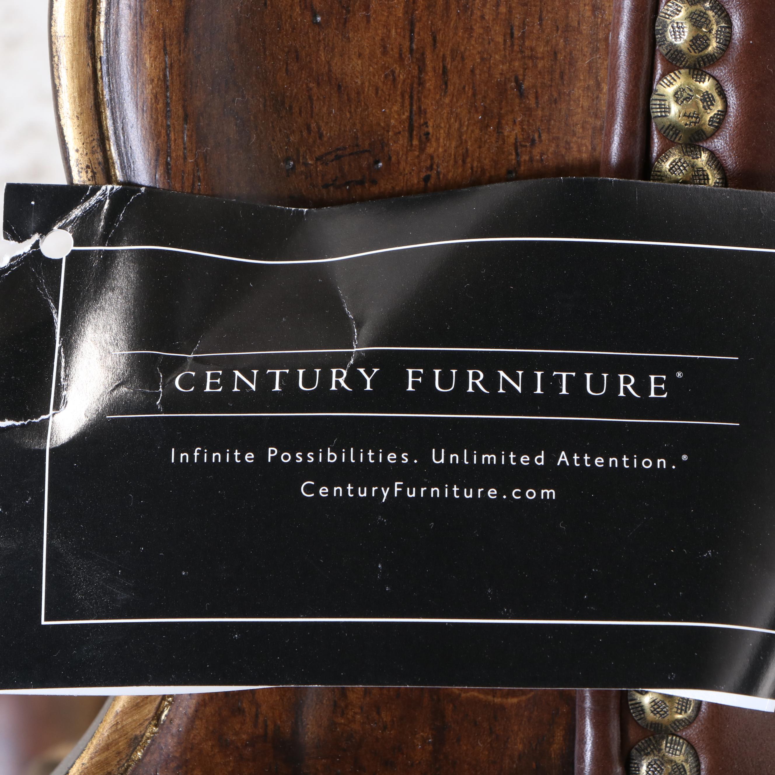 Century Furniture Leather Upholstered Curved Loveseat and Three Side Chairs