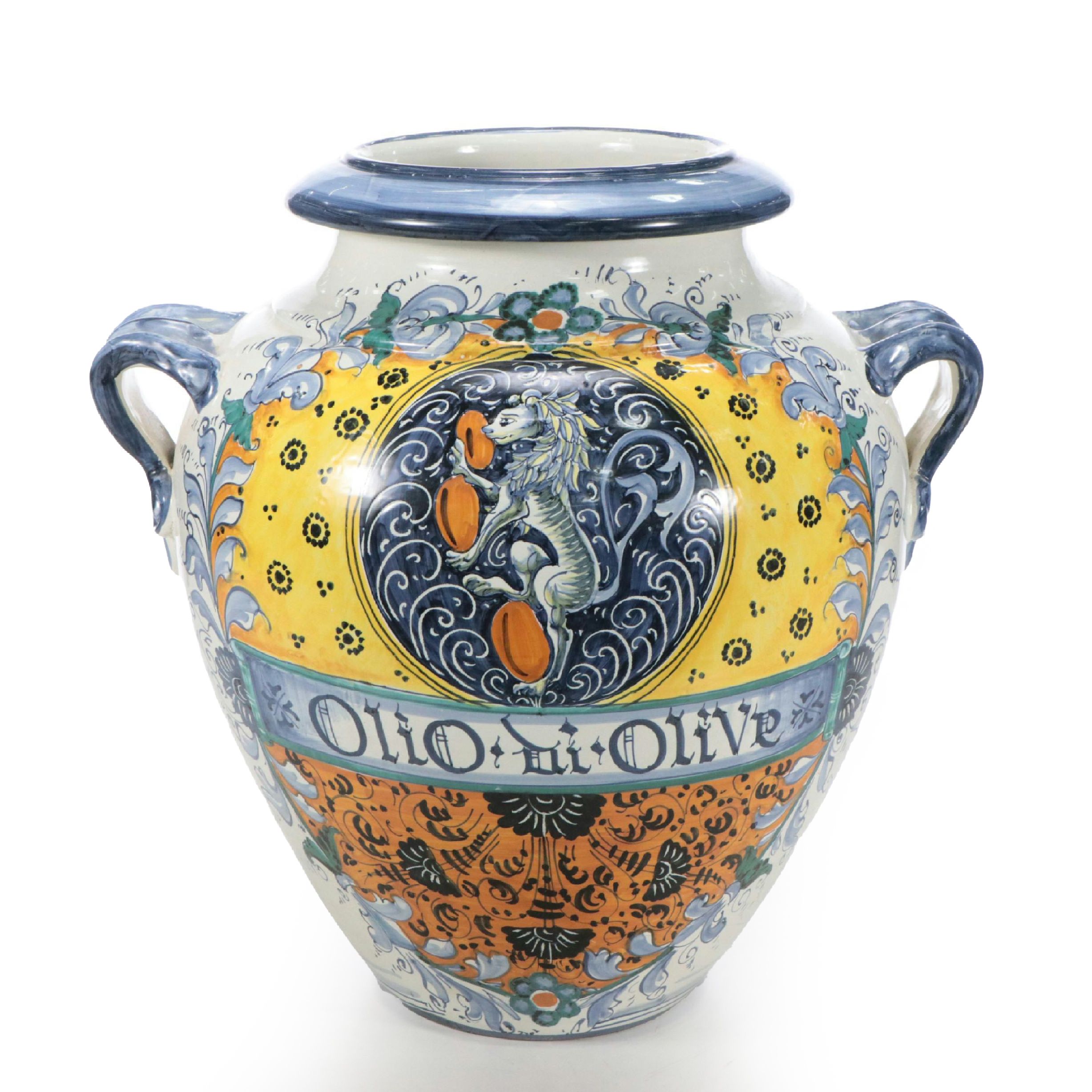 Italian Majolica Olive Oil Jar