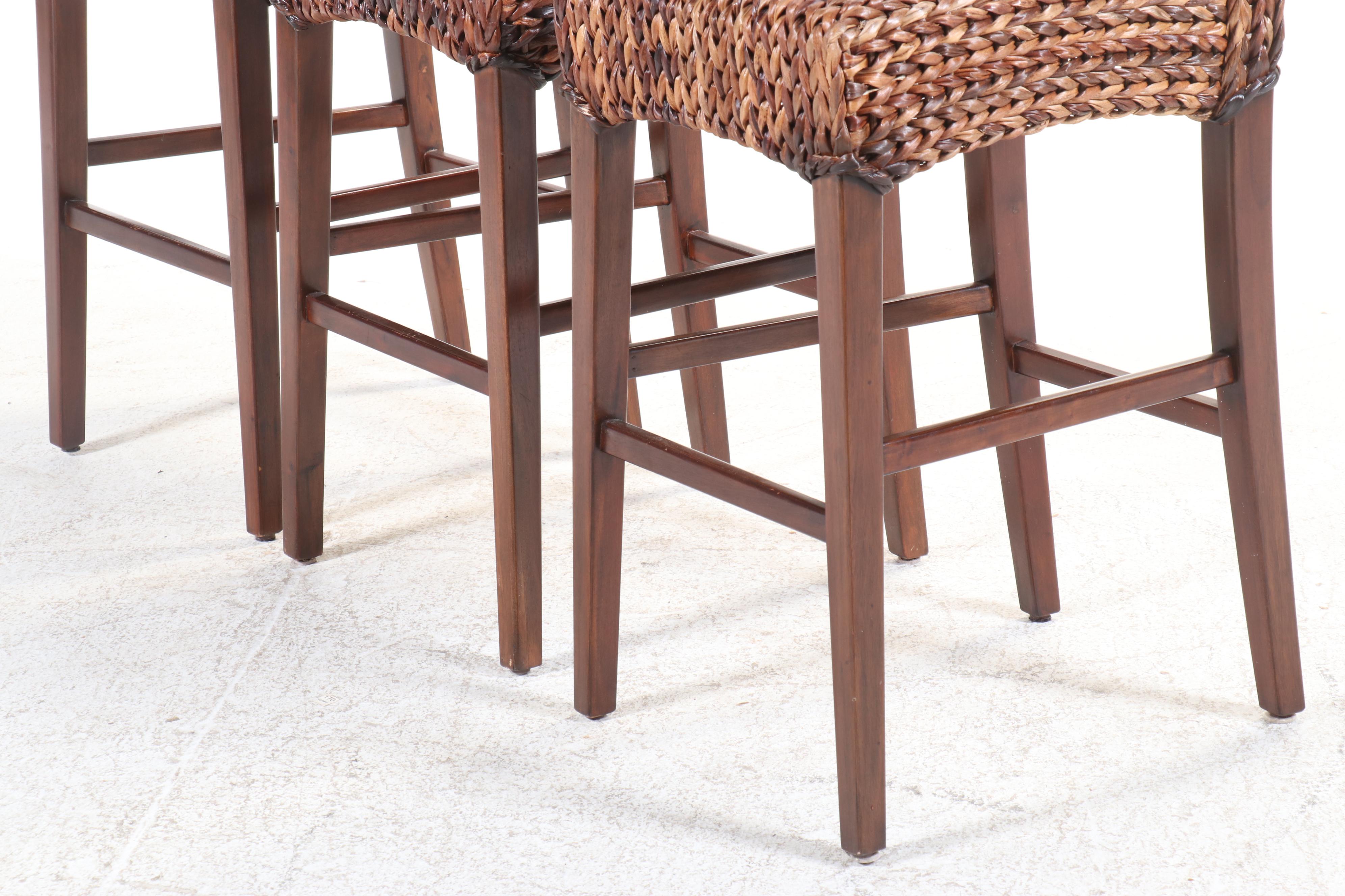 Set of Three Pottery Barn Contemporary Seagrass Barstools, 2013