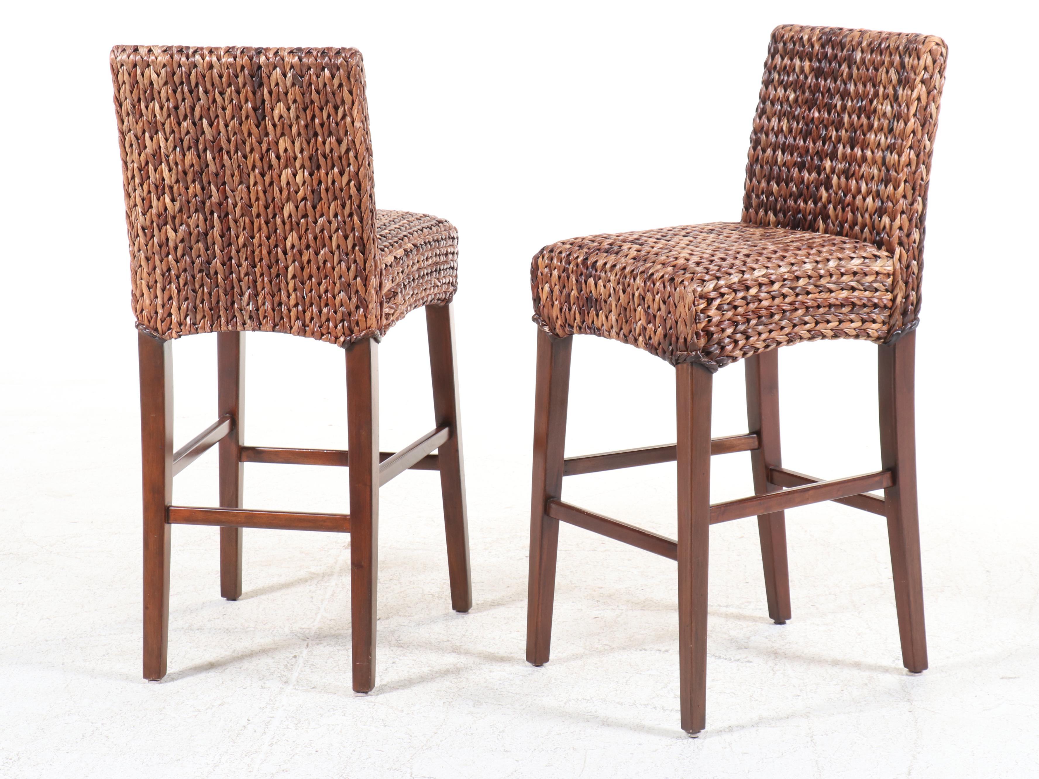 Set of Three Pottery Barn Contemporary Seagrass Barstools, 2013