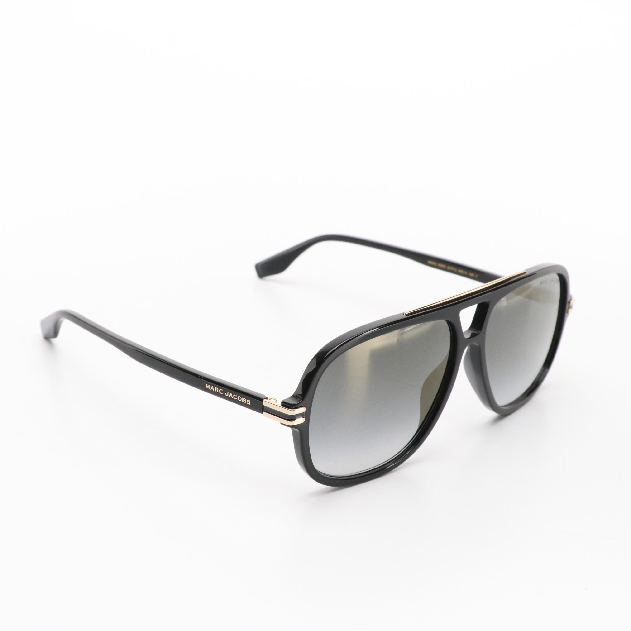 Marc Jacobs MARC 468/S 807FQ Shiny Black Pilot Sunglasses in Case