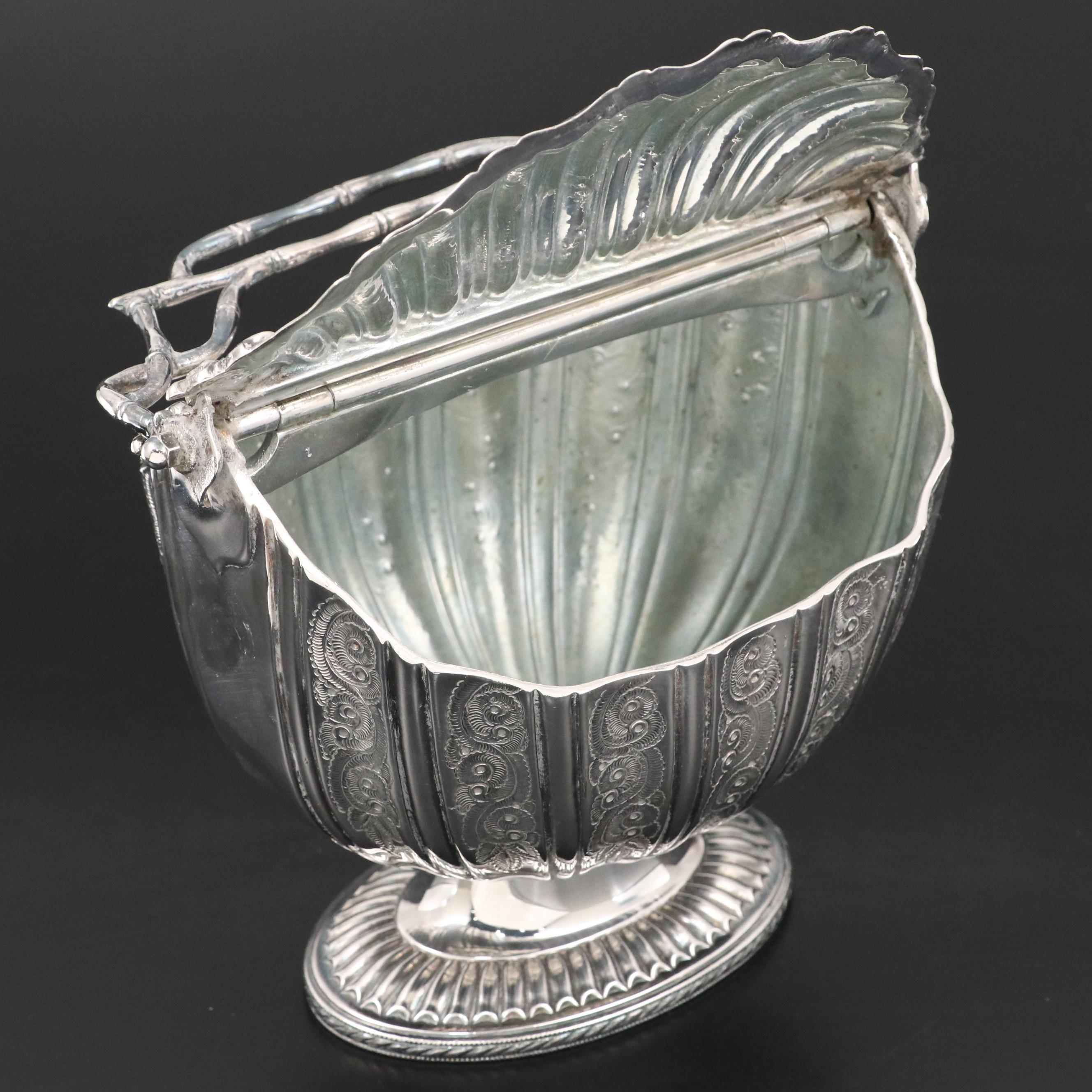 English Georgian Style Double Sided Silver Plate Biscuit Box