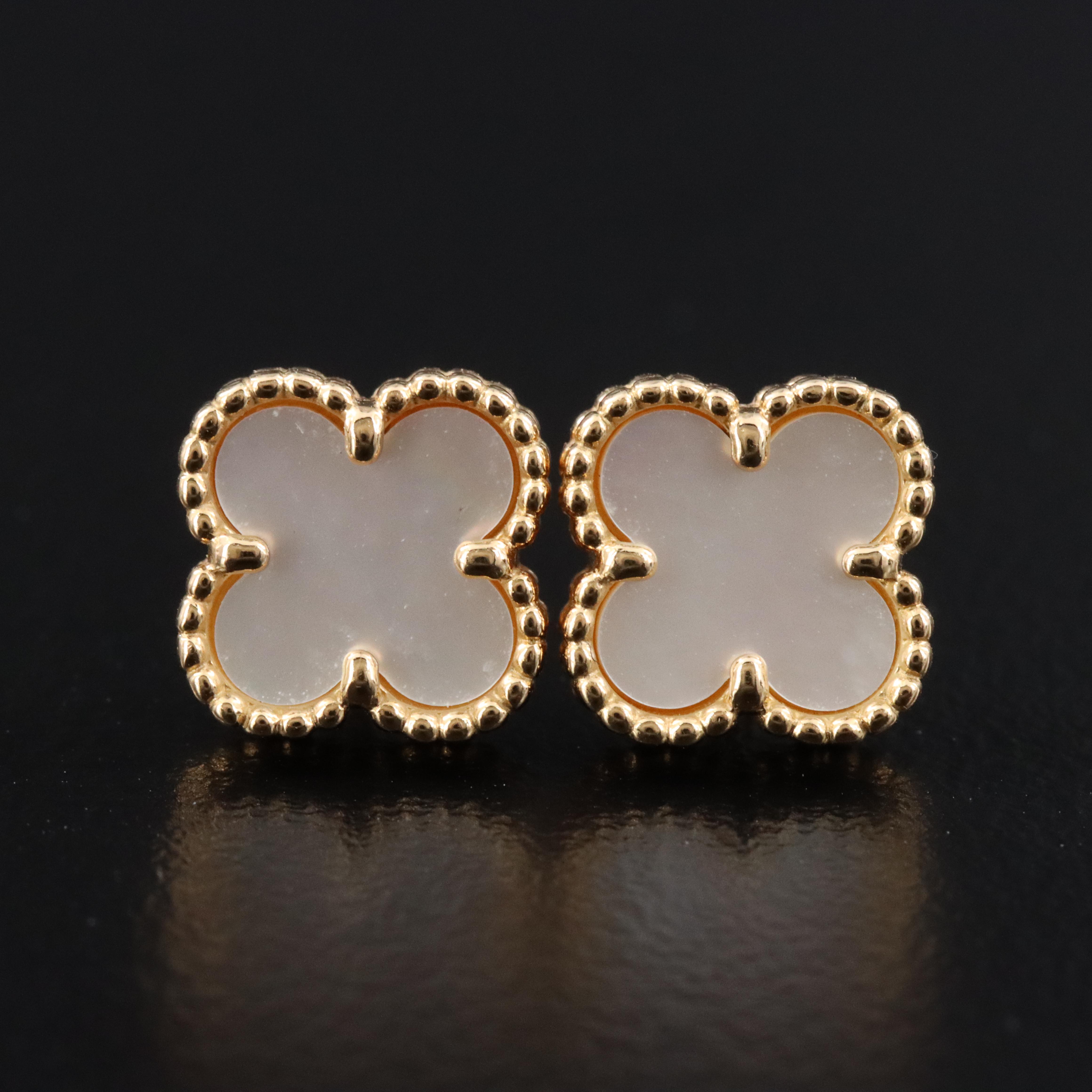 Van Cleef & Arpels Sweet Alhambra 18K Mother of Pearl Earrings