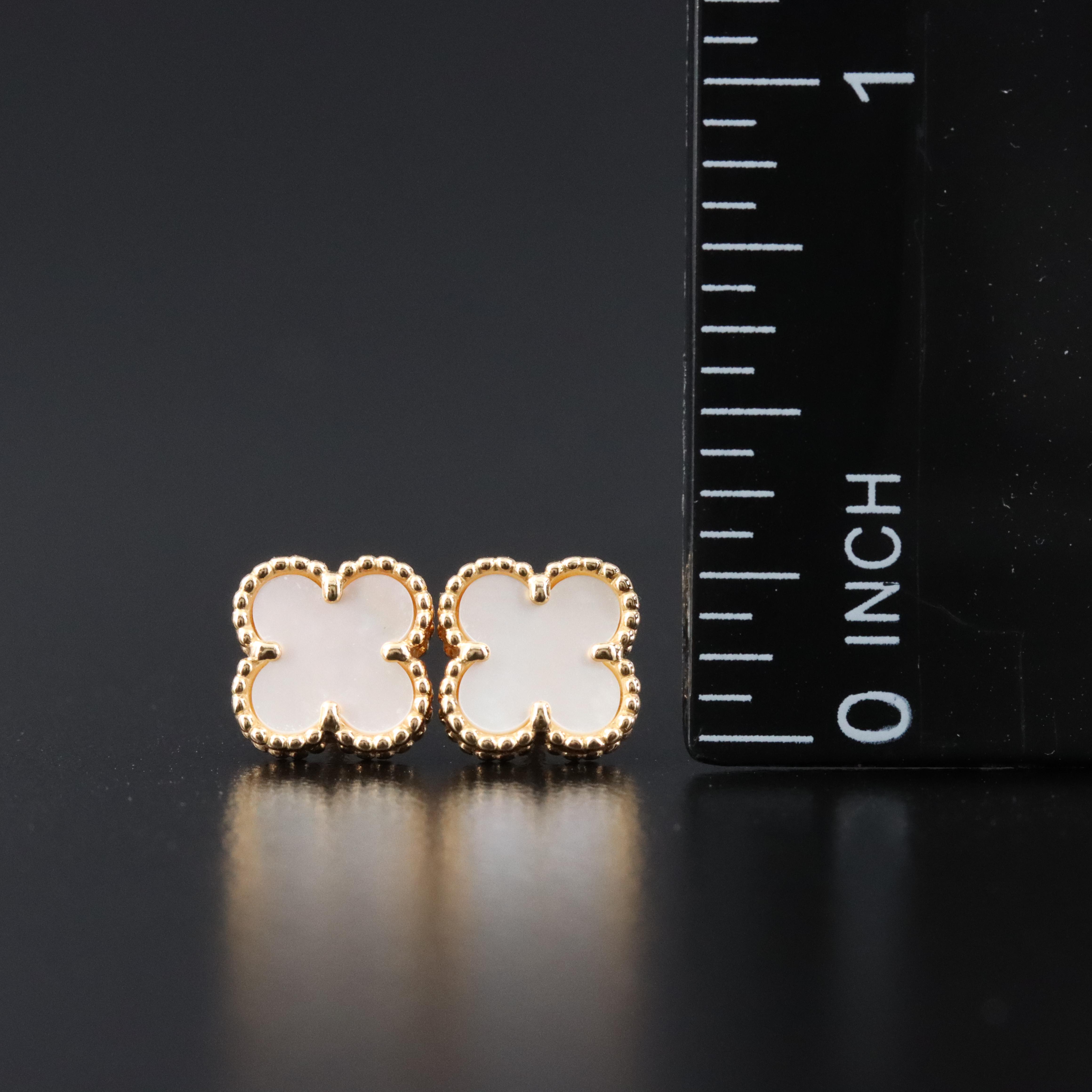Van Cleef & Arpels Sweet Alhambra 18K Mother of Pearl Earrings