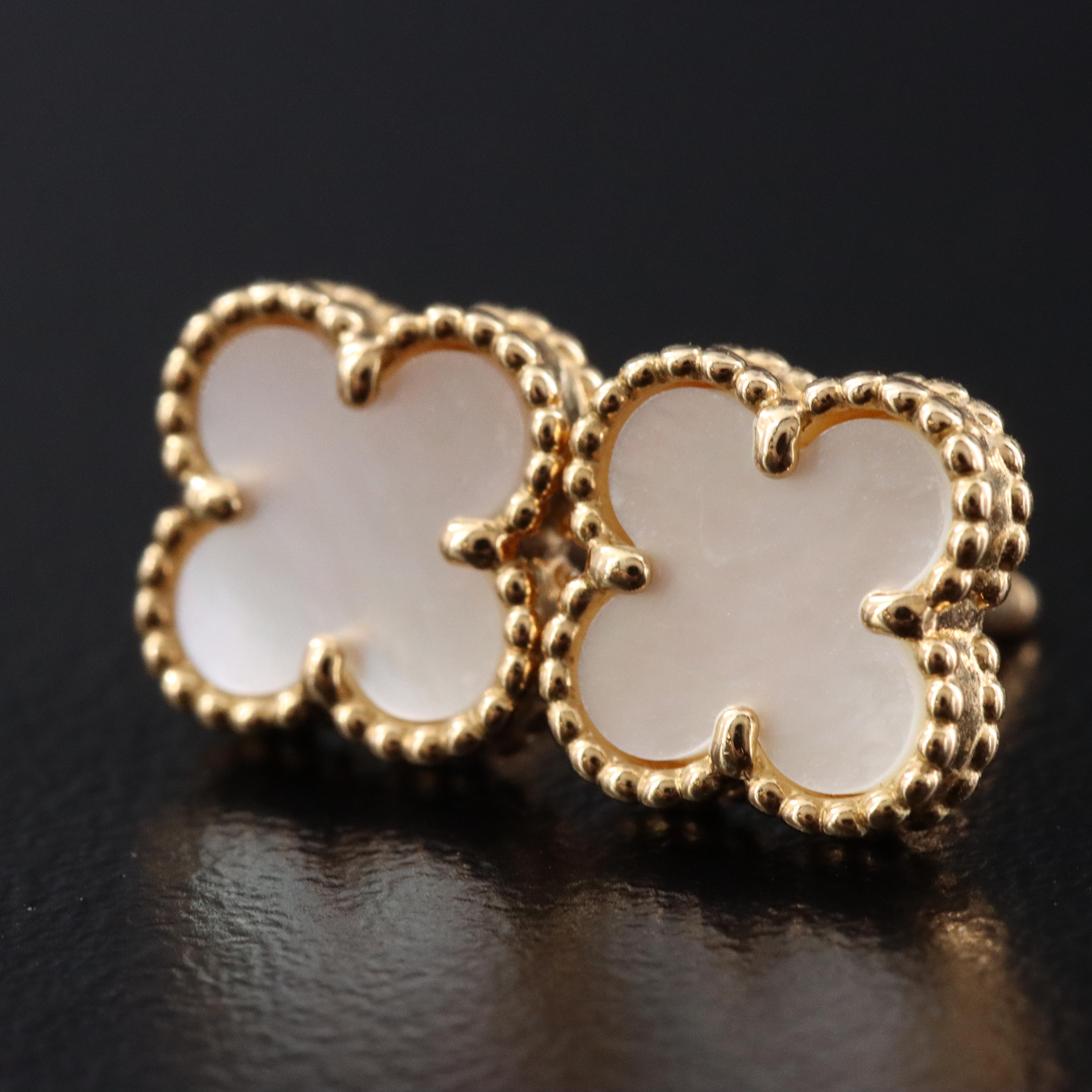 Van Cleef & Arpels Sweet Alhambra 18K Mother of Pearl Earrings