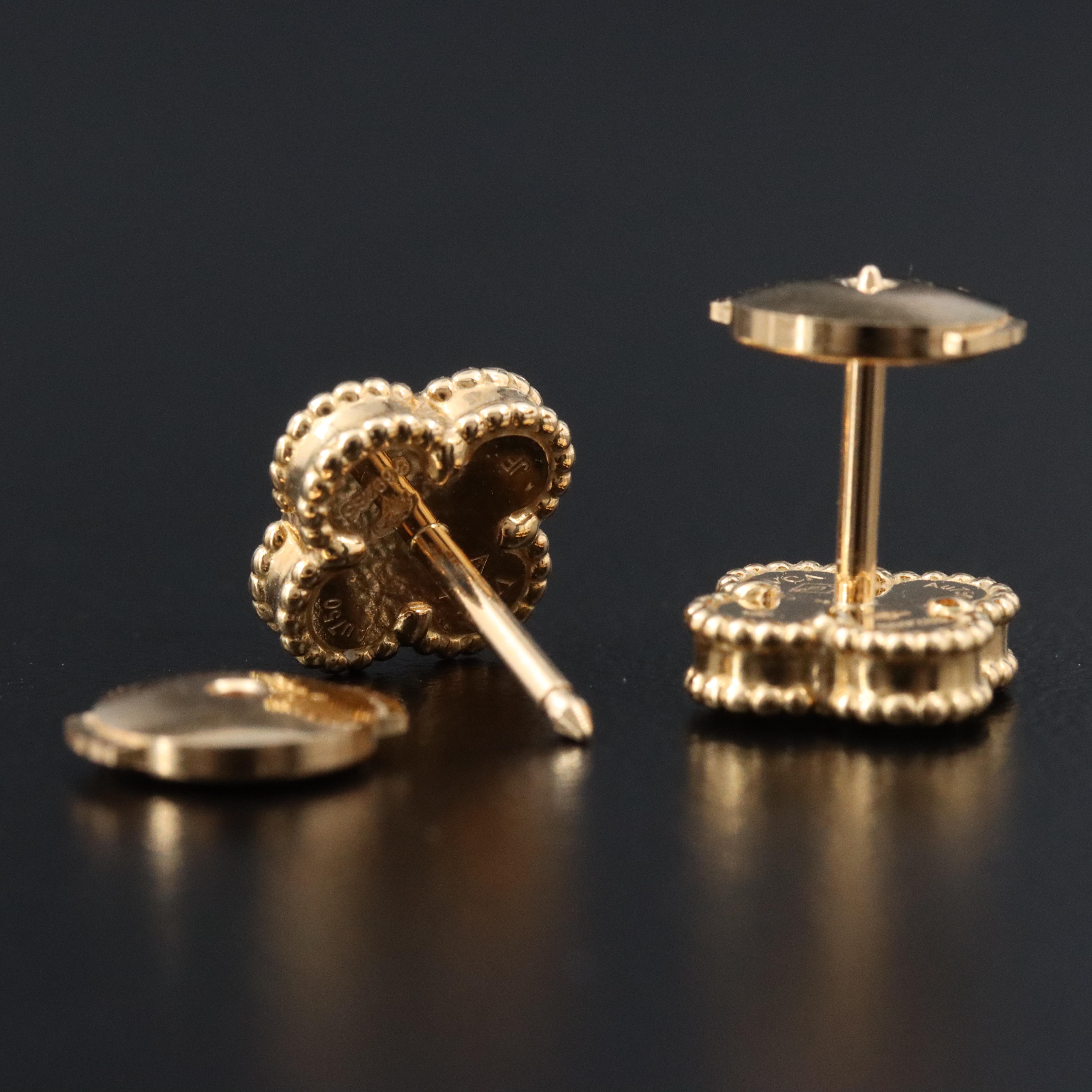 Van Cleef & Arpels Sweet Alhambra 18K Mother of Pearl Earrings