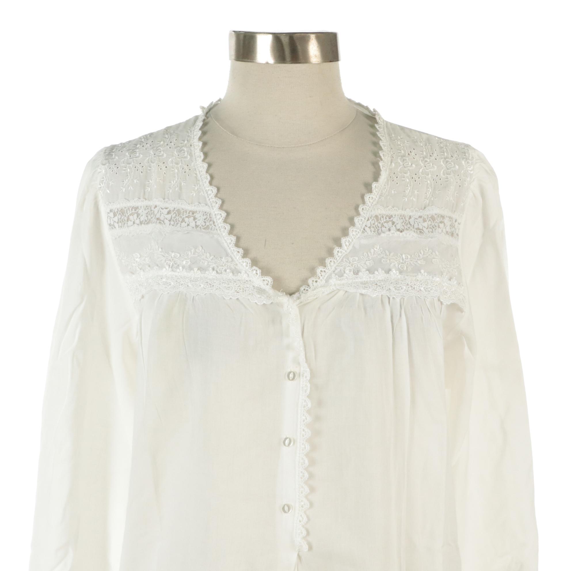 Christian Dior Lace Trim Nightgown in Cotton for Saks Fifth Avenue
