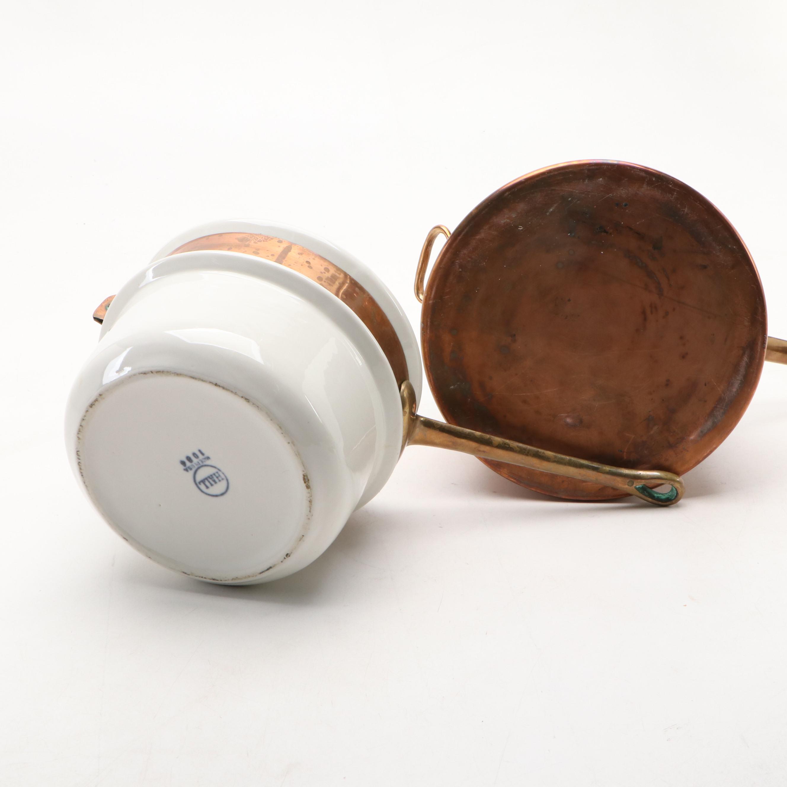 Bazar Francais Copper Double Boiler with Frederik Lunning Warming Stand