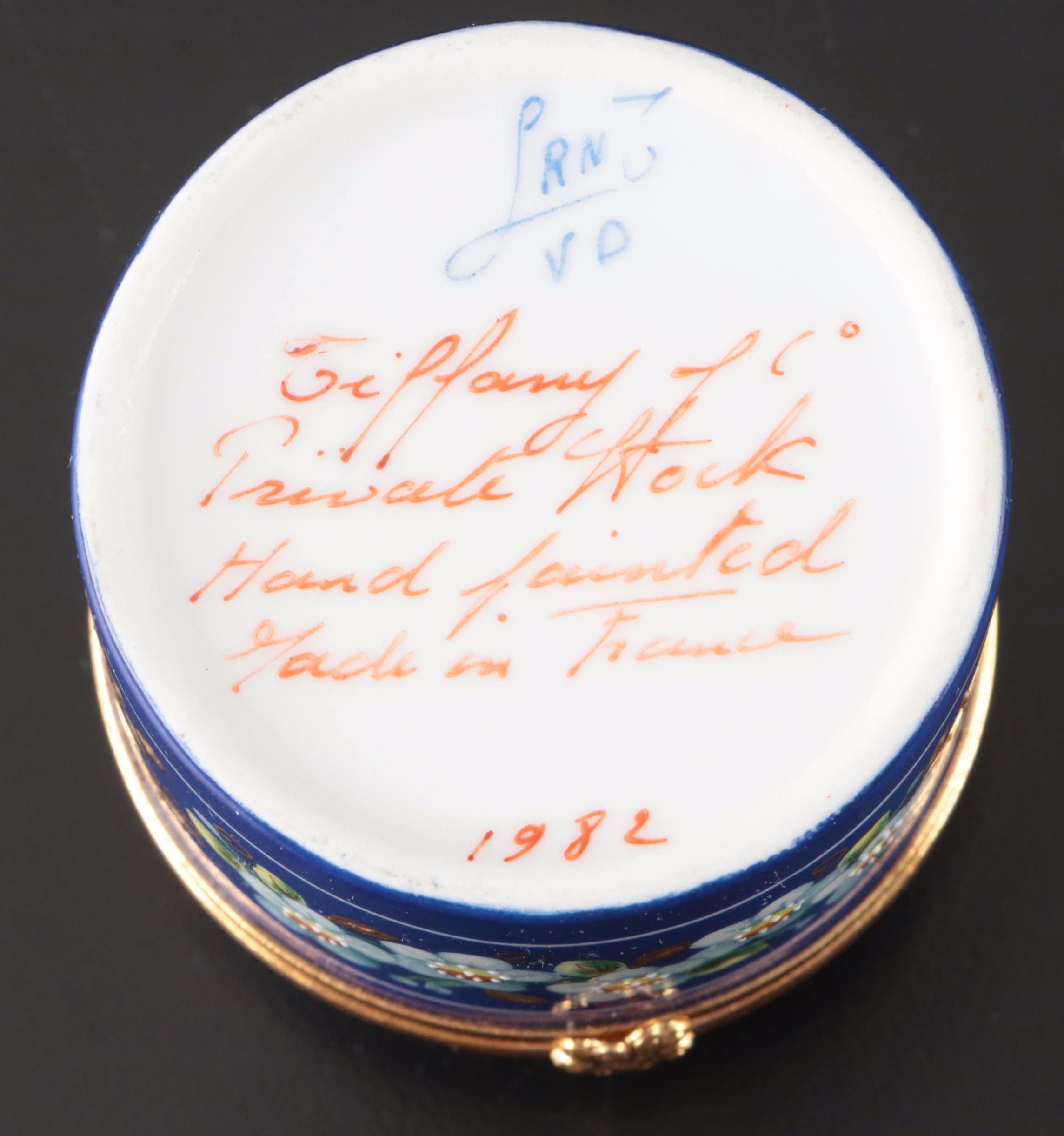 Limoges Porcelain and Hand-Painted Trinket Box for Tiffany & Co. Private Stock