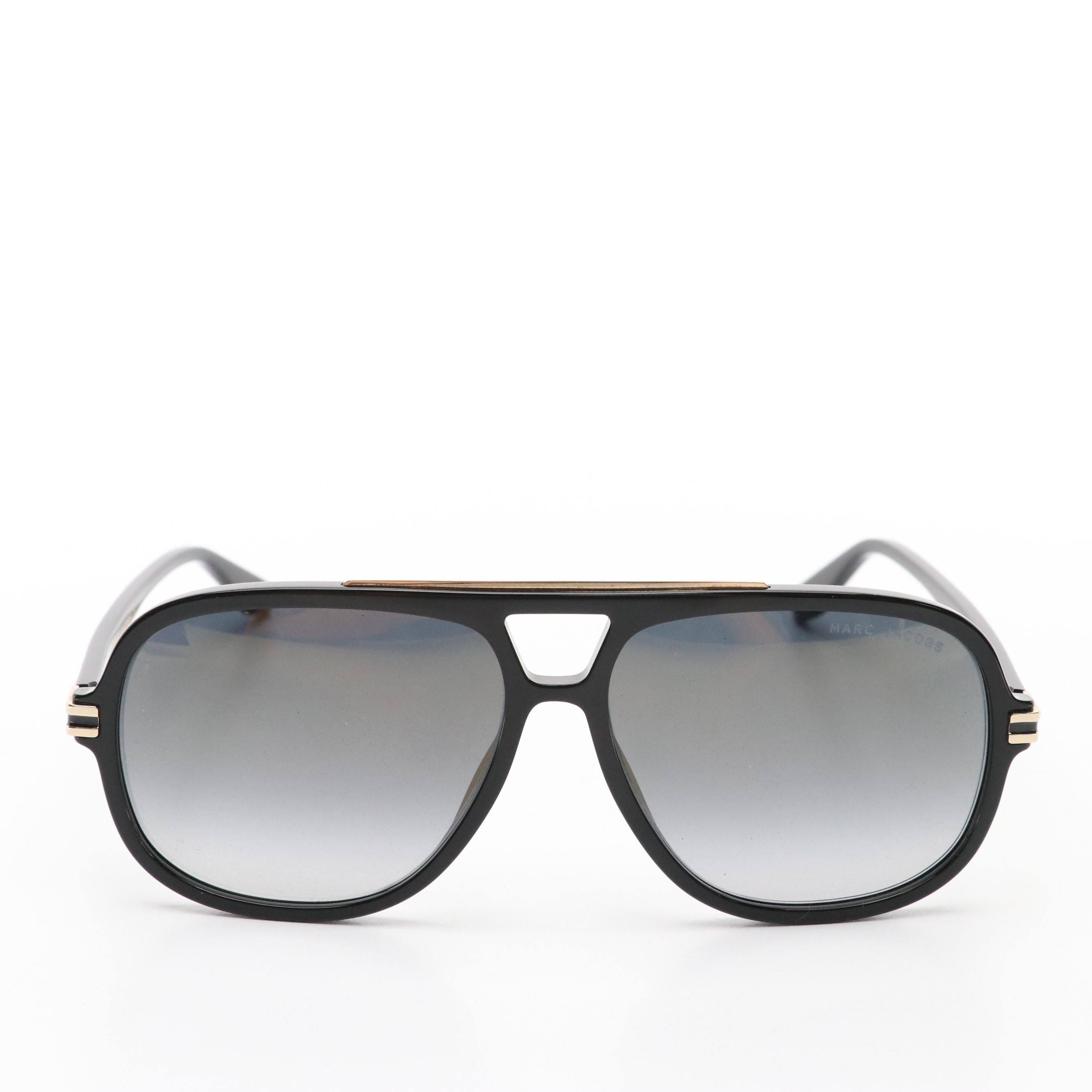 Marc Jacobs MARC 468/S 807FQ Shiny Black Pilot Sunglasses in Case