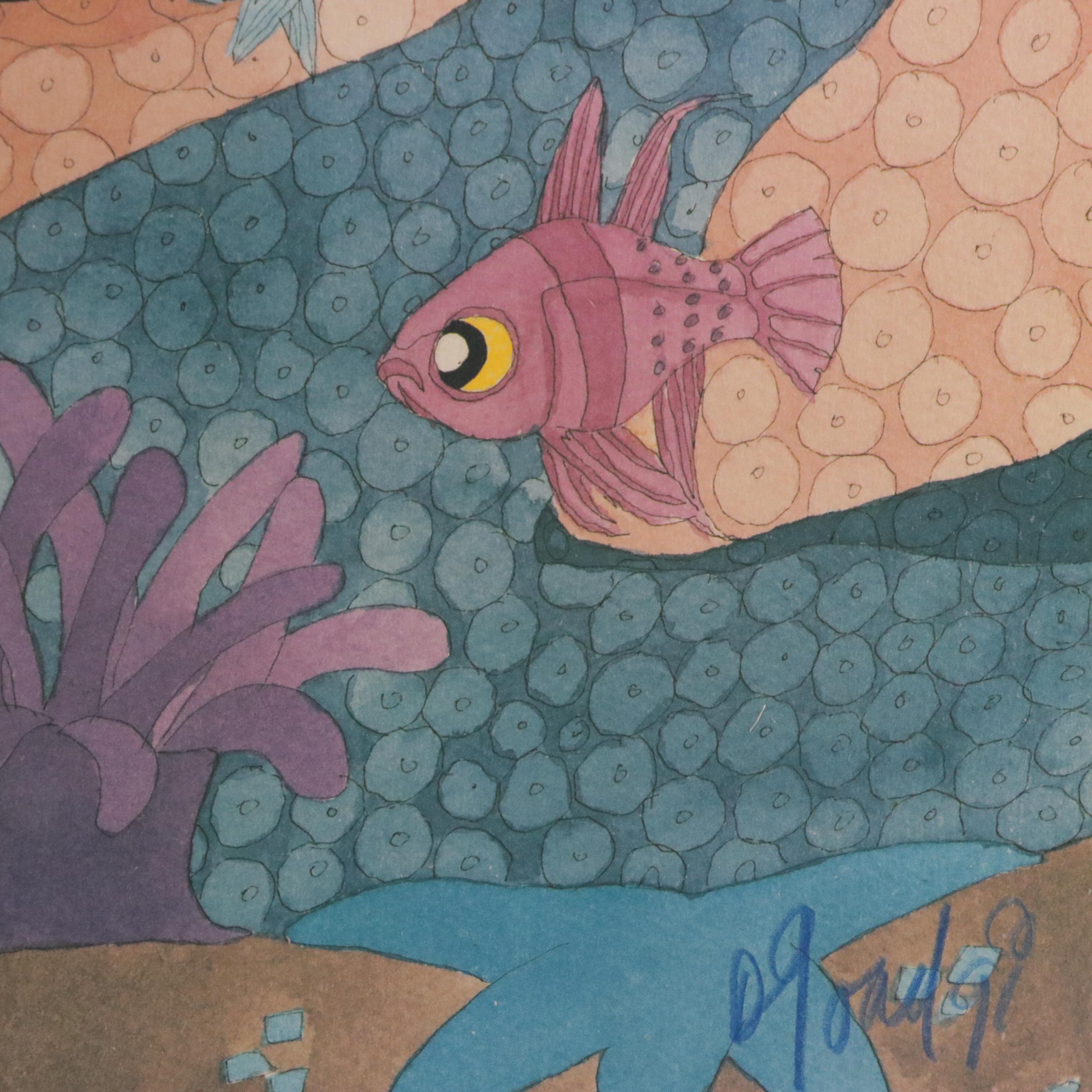 Dan Goad Offset Lithograph "Ocean Reef II," 1991