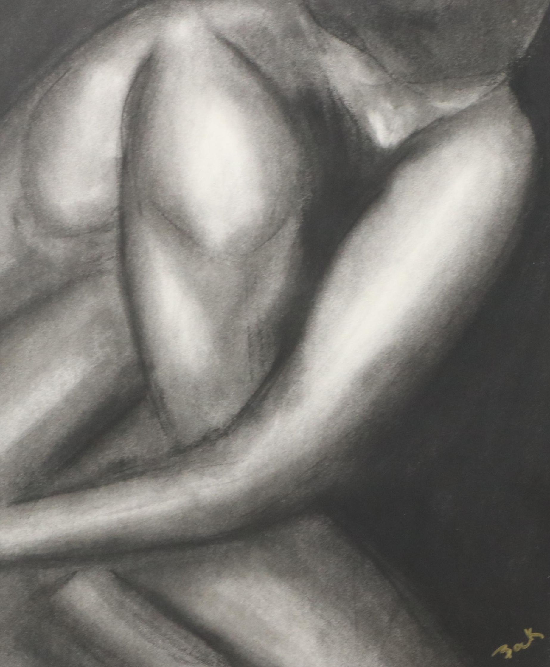 Anne-Marie Bock Nude Figural Charcoal Drawing, 21st Century
