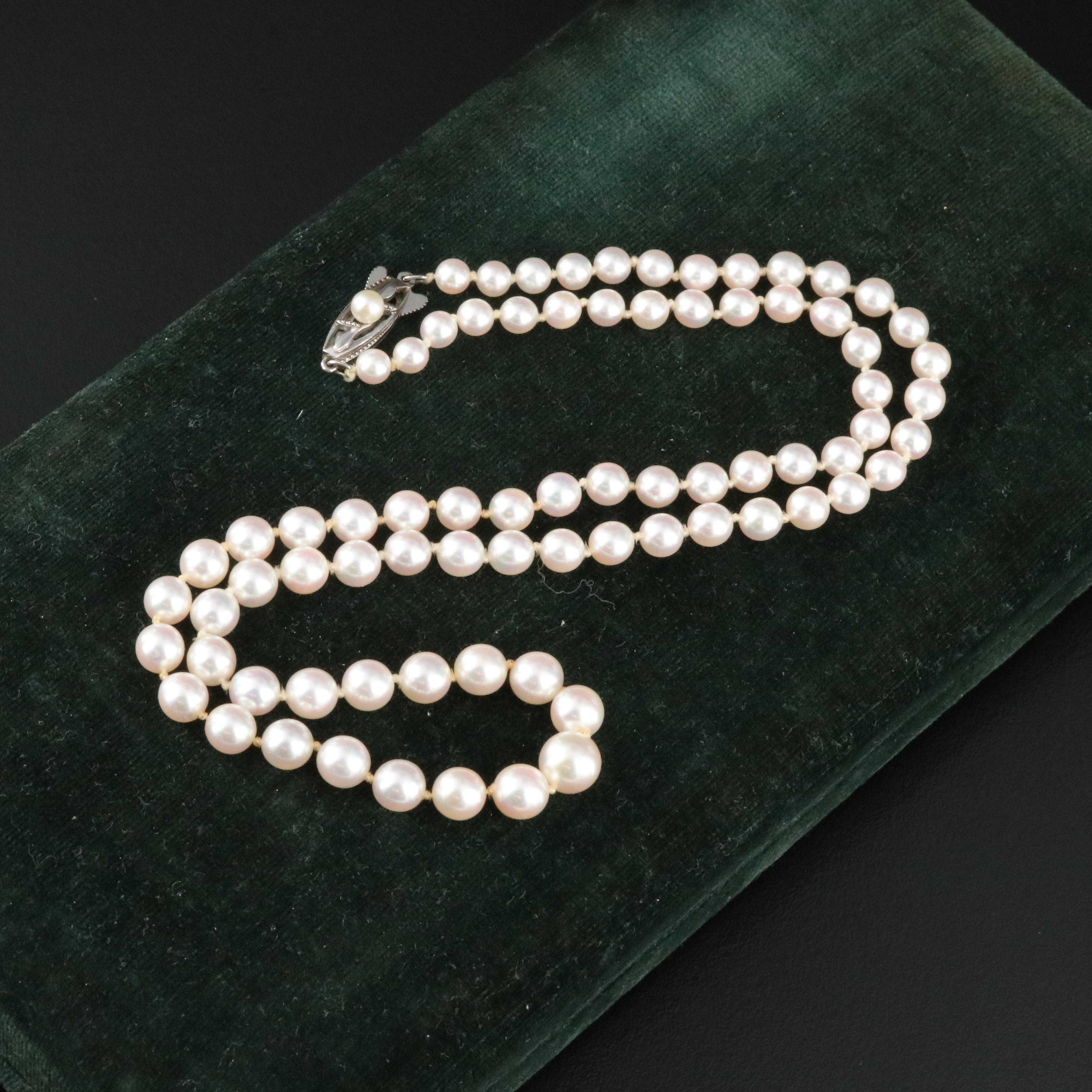Mikimoto Graduated Pearl Necklace with Sterling Clasp