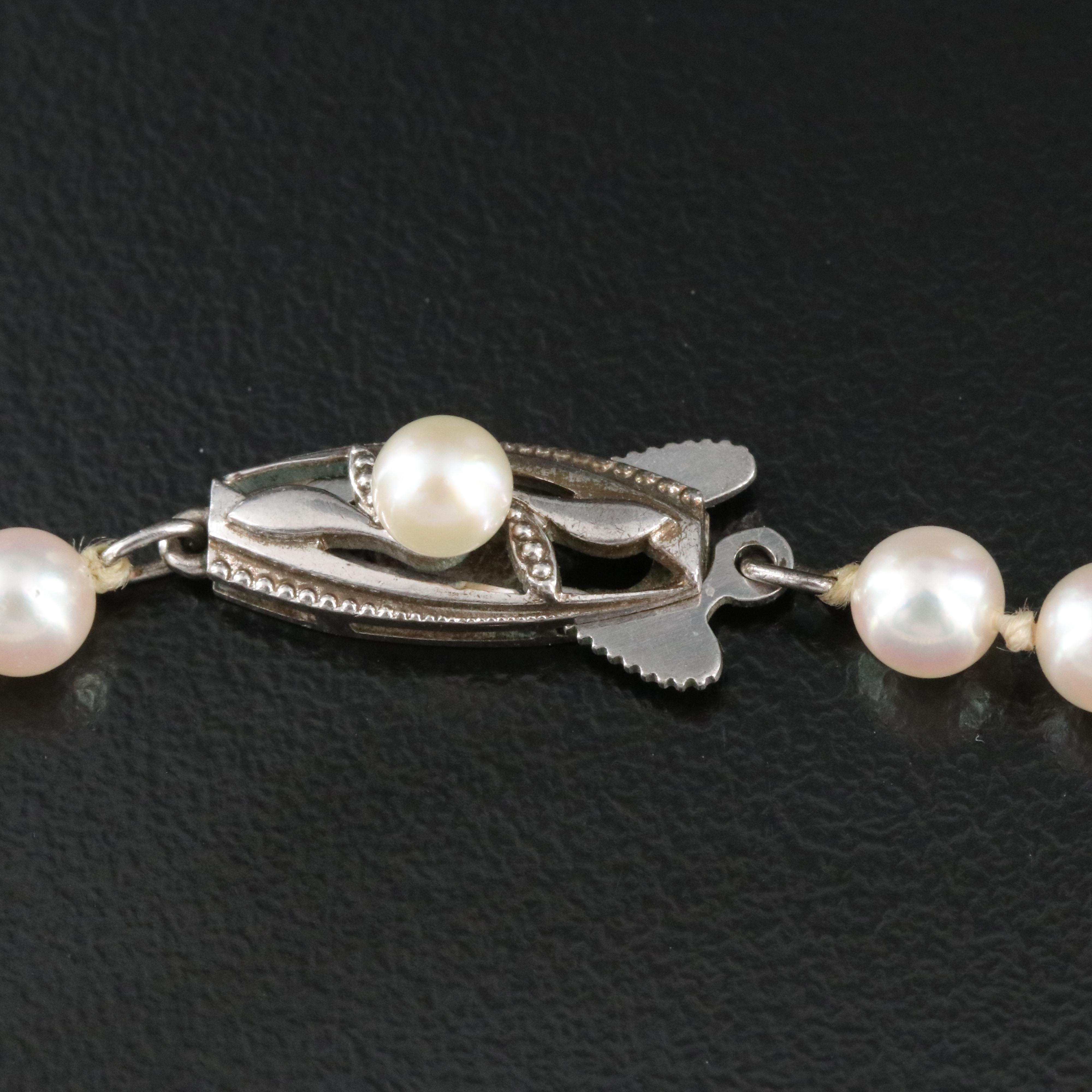 Mikimoto Graduated Pearl Necklace with Sterling Clasp