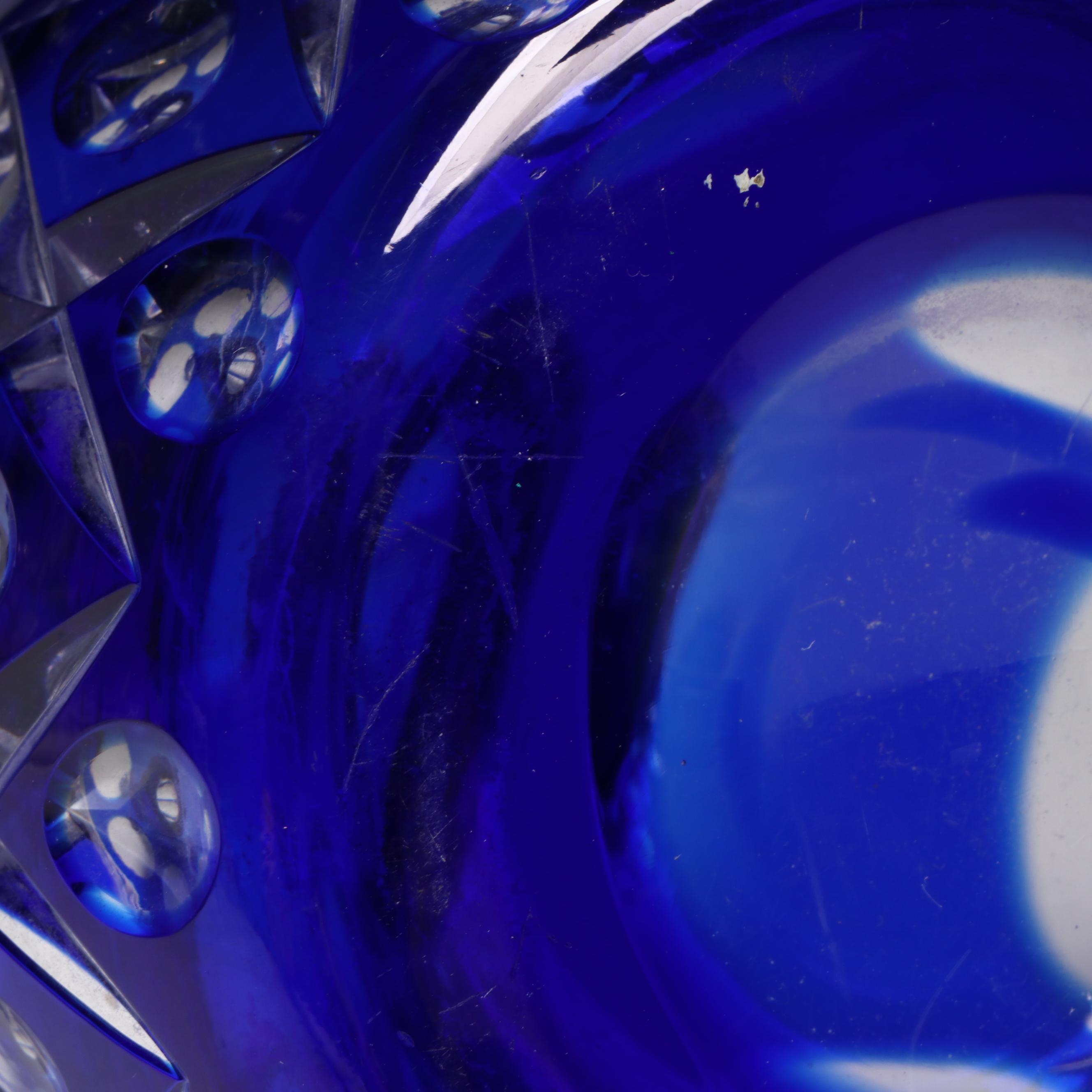 Bohemian Style Cobalt Cut to Clear Glass Decanter Set and Towle Gallery Tray