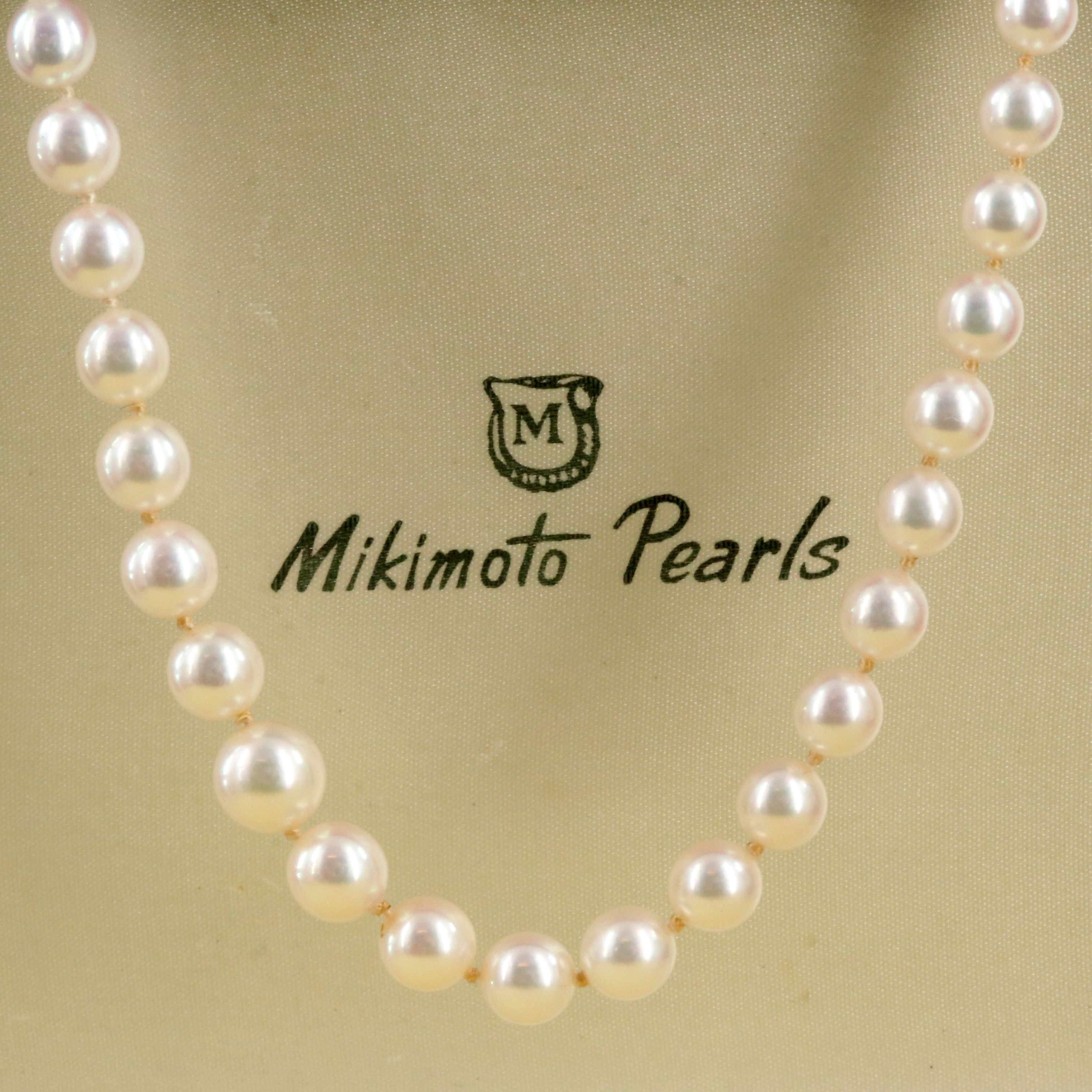 Mikimoto Graduated Pearl Necklace with Sterling Clasp