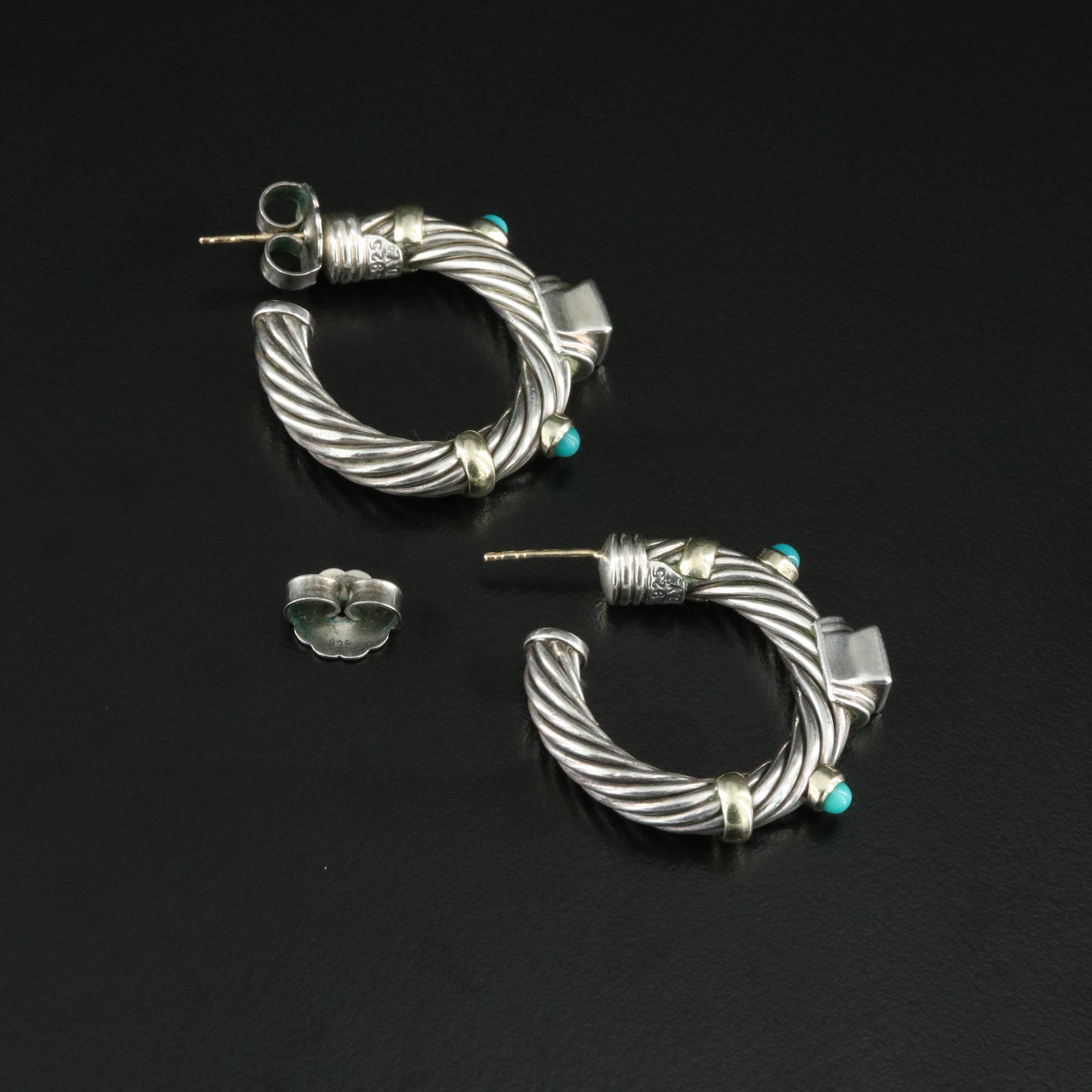David Yurman Renaissance Sterling and Gemstone Earrings with 14K Accents