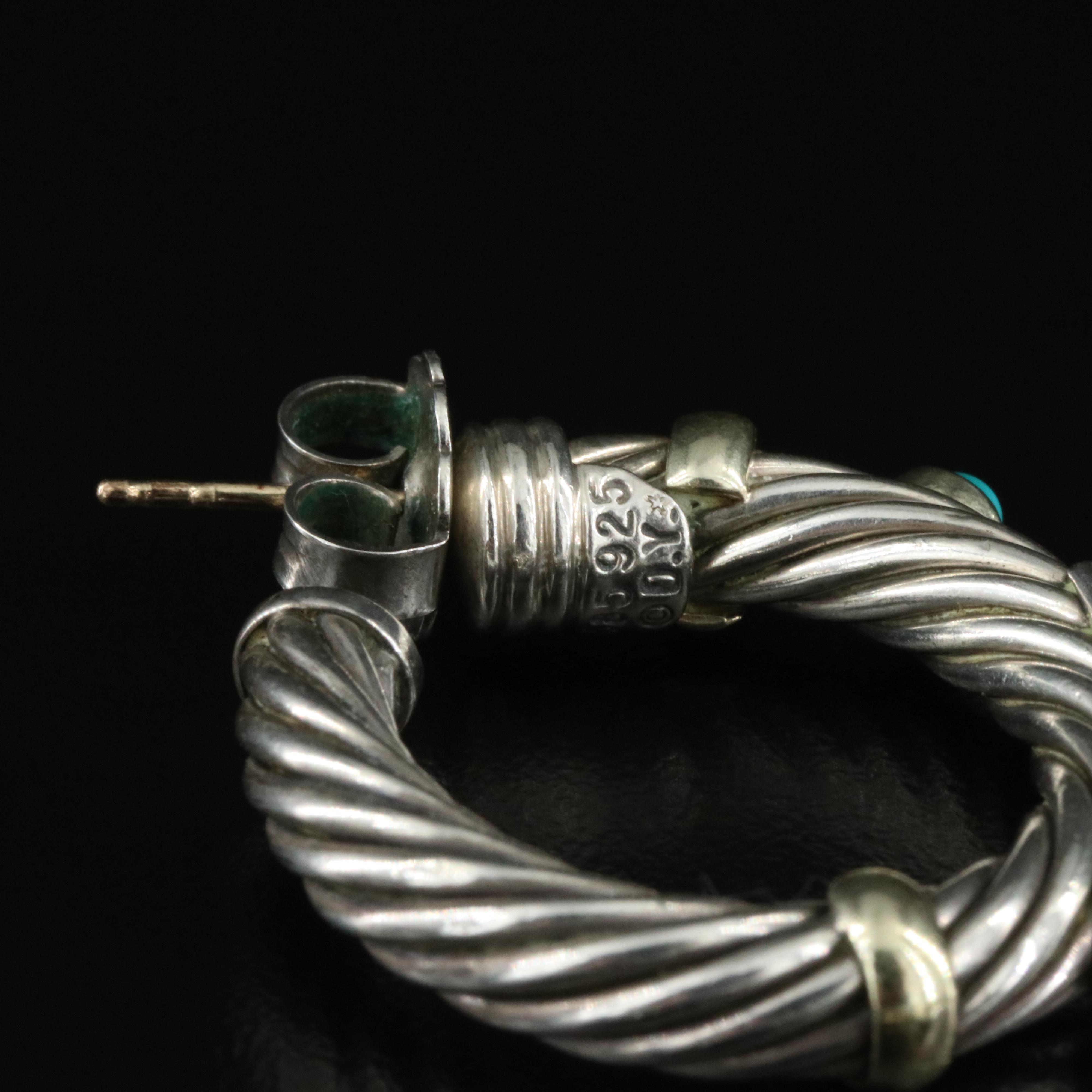 David Yurman Renaissance Sterling and Gemstone Earrings with 14K Accents