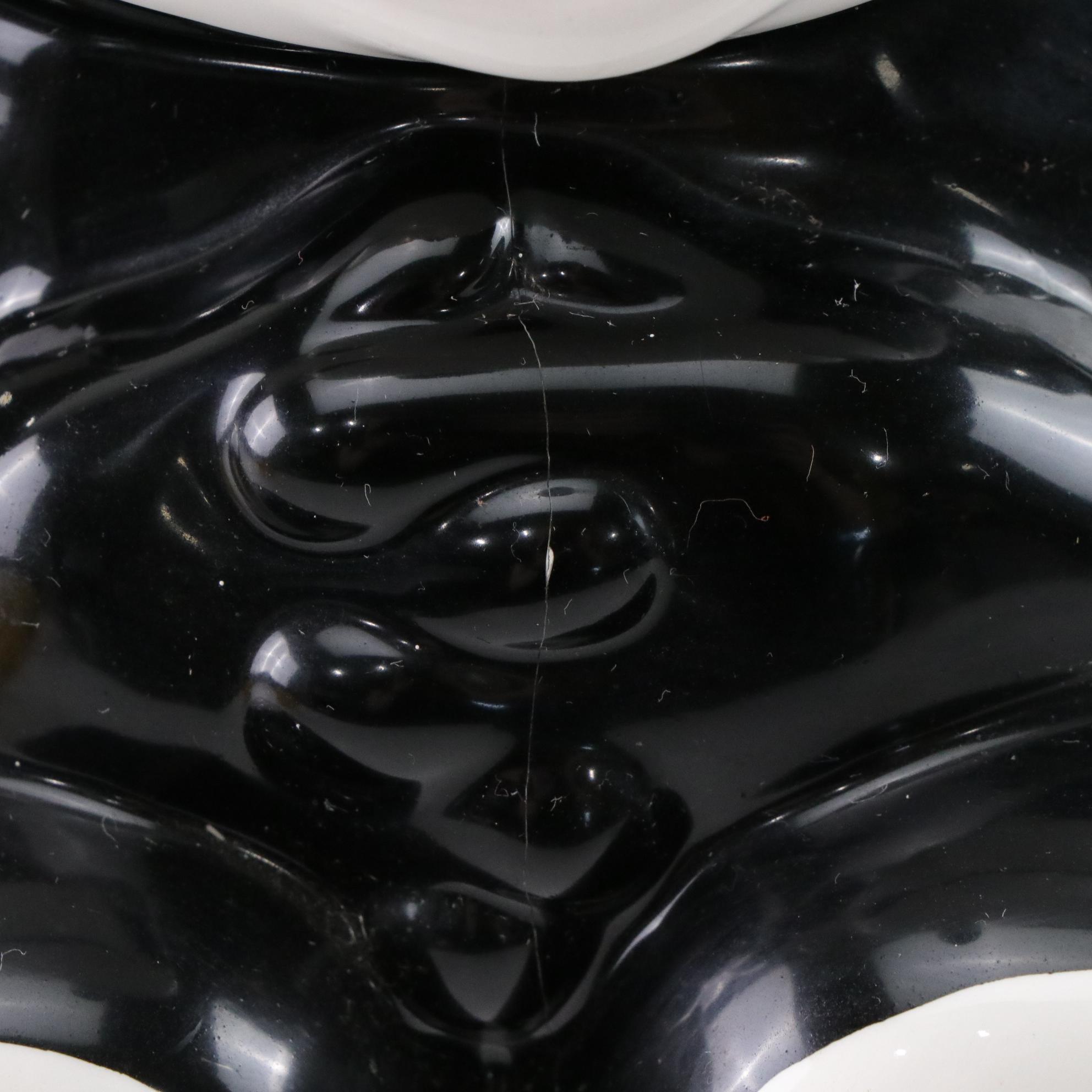 Felix the Cat Cookie Jar with McCoy Yellow Smiley Face Mugs